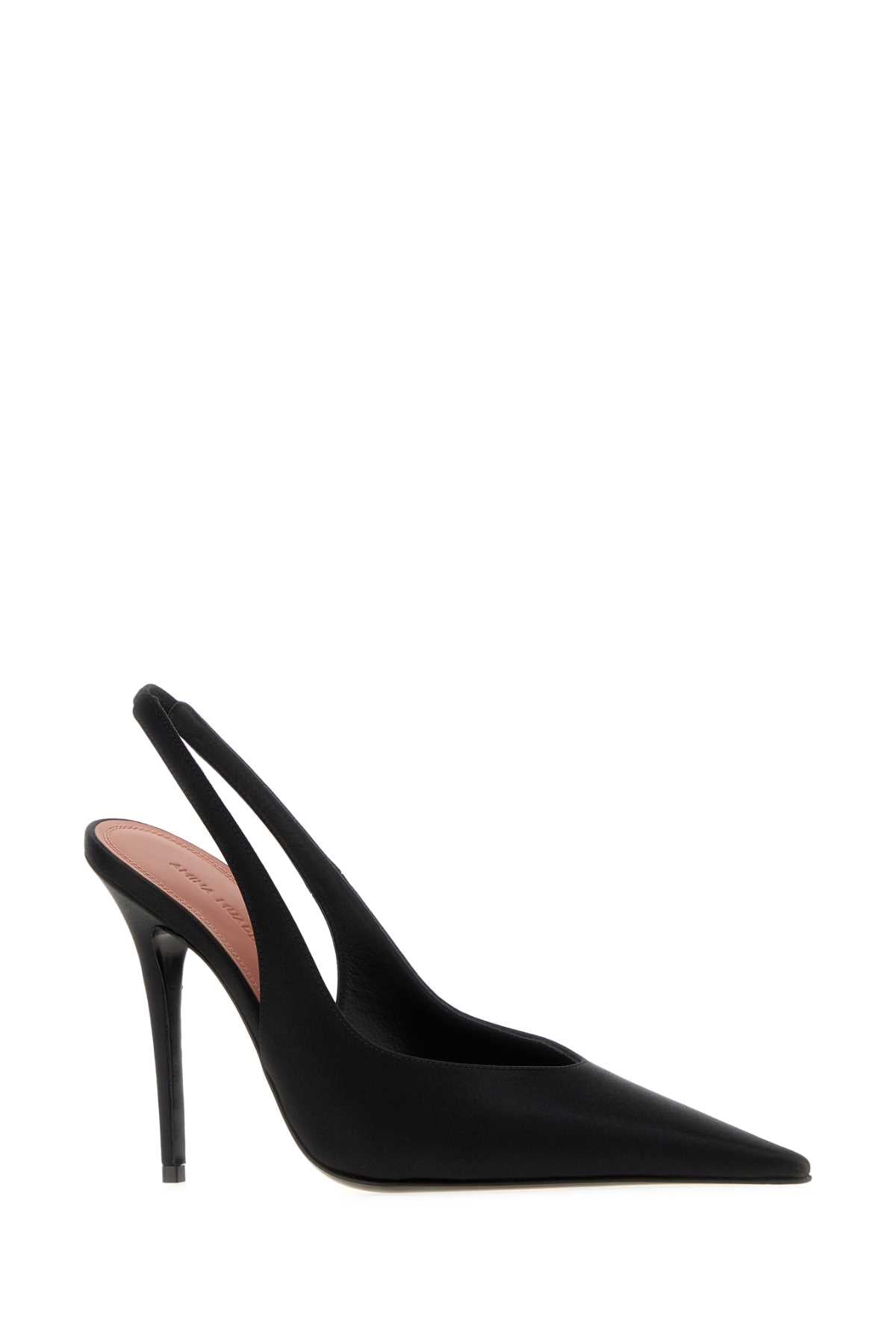 Amina Muaddi Women Black Satin Anok Pumps AMINA MUADDI