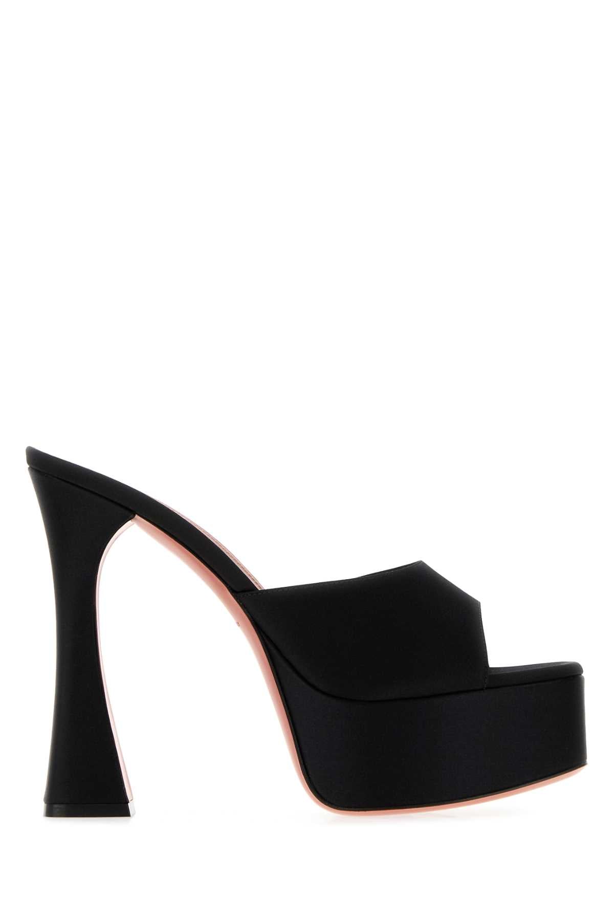 Amina Muaddi Women Black Satin Dalida Mules AMINA MUADDI