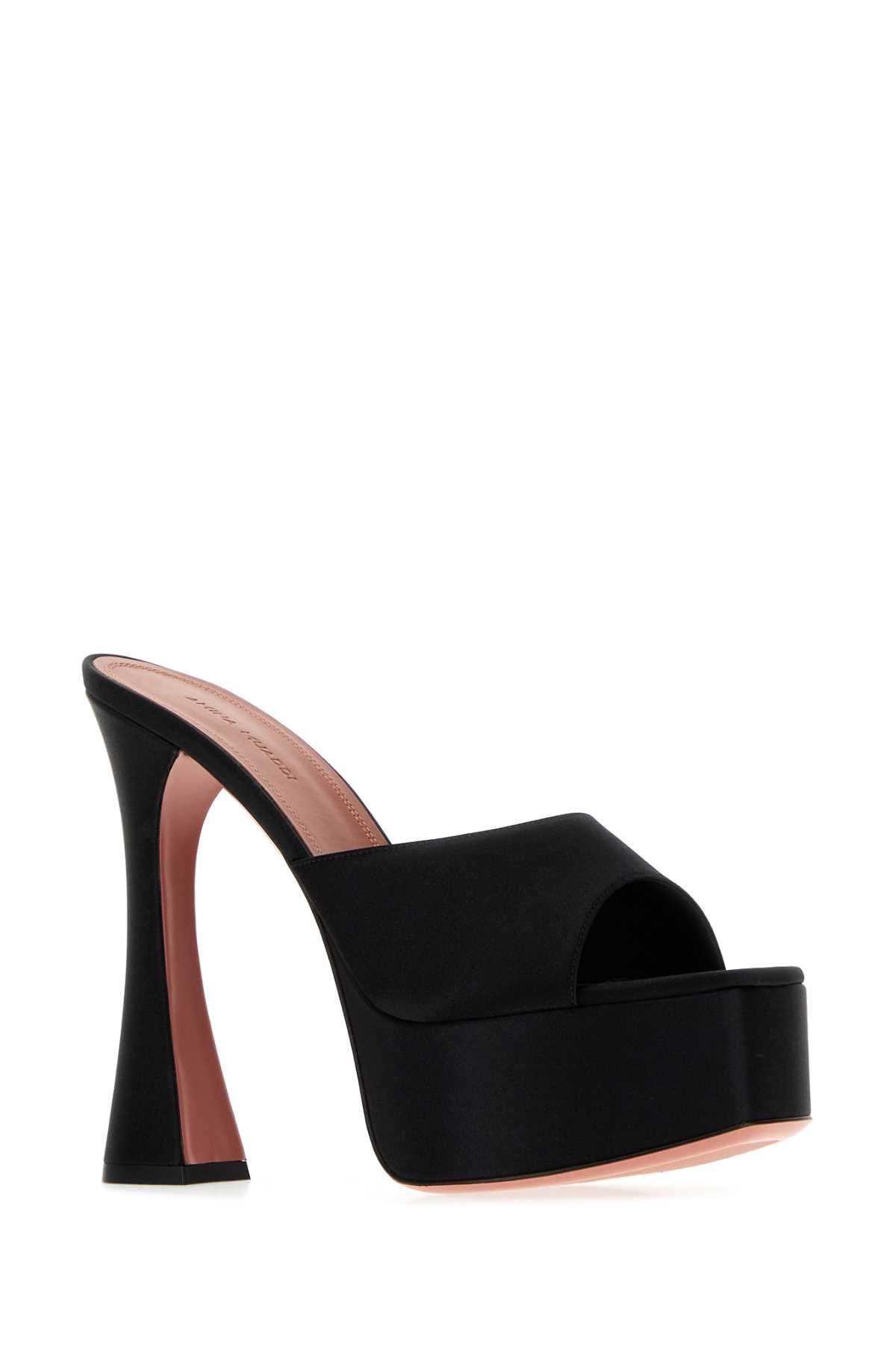 Amina Muaddi Women Black Satin Dalida Mules AMINA MUADDI