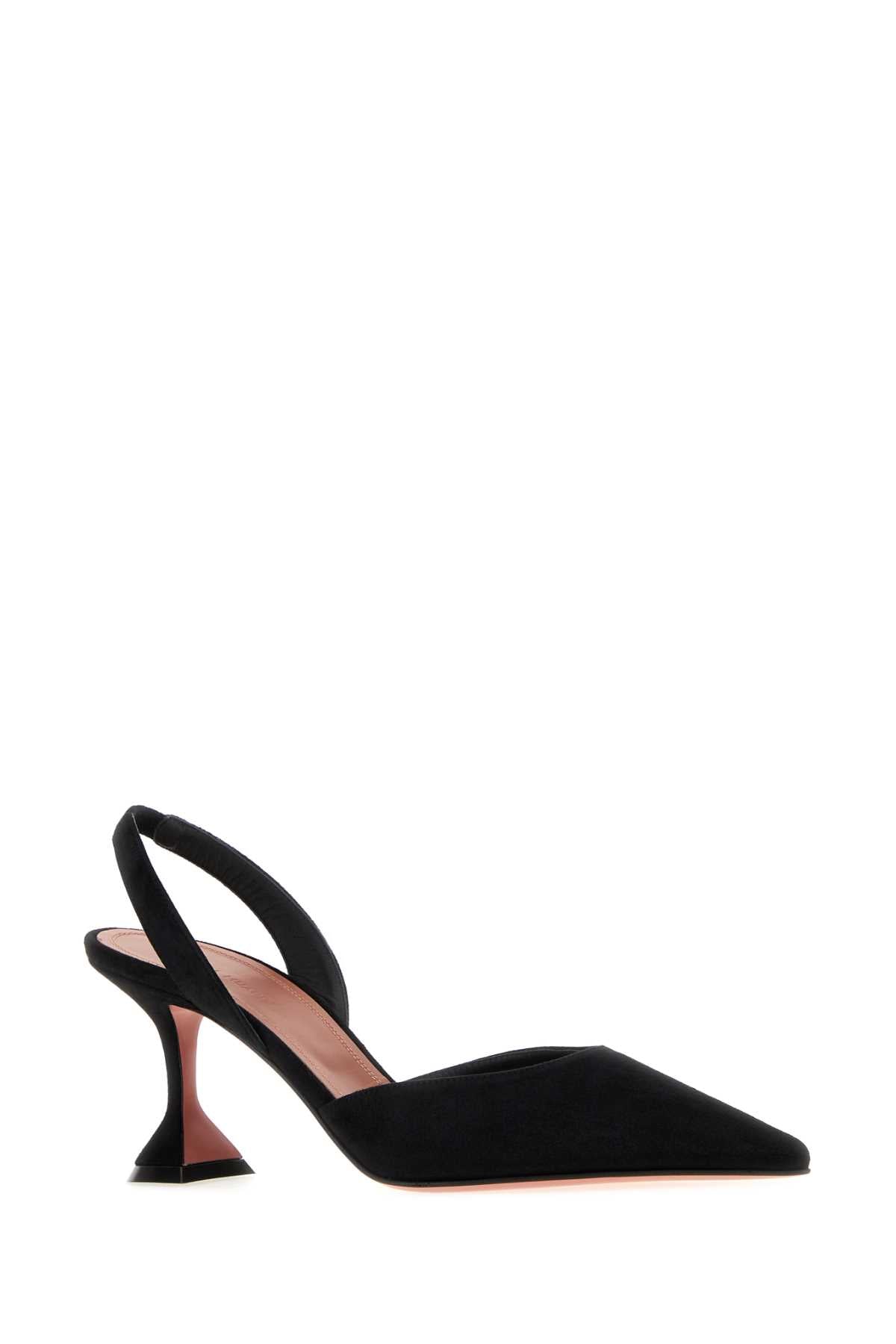 Amina Muaddi Women Black Suede Holli Sling Pumps AMINA MUADDI