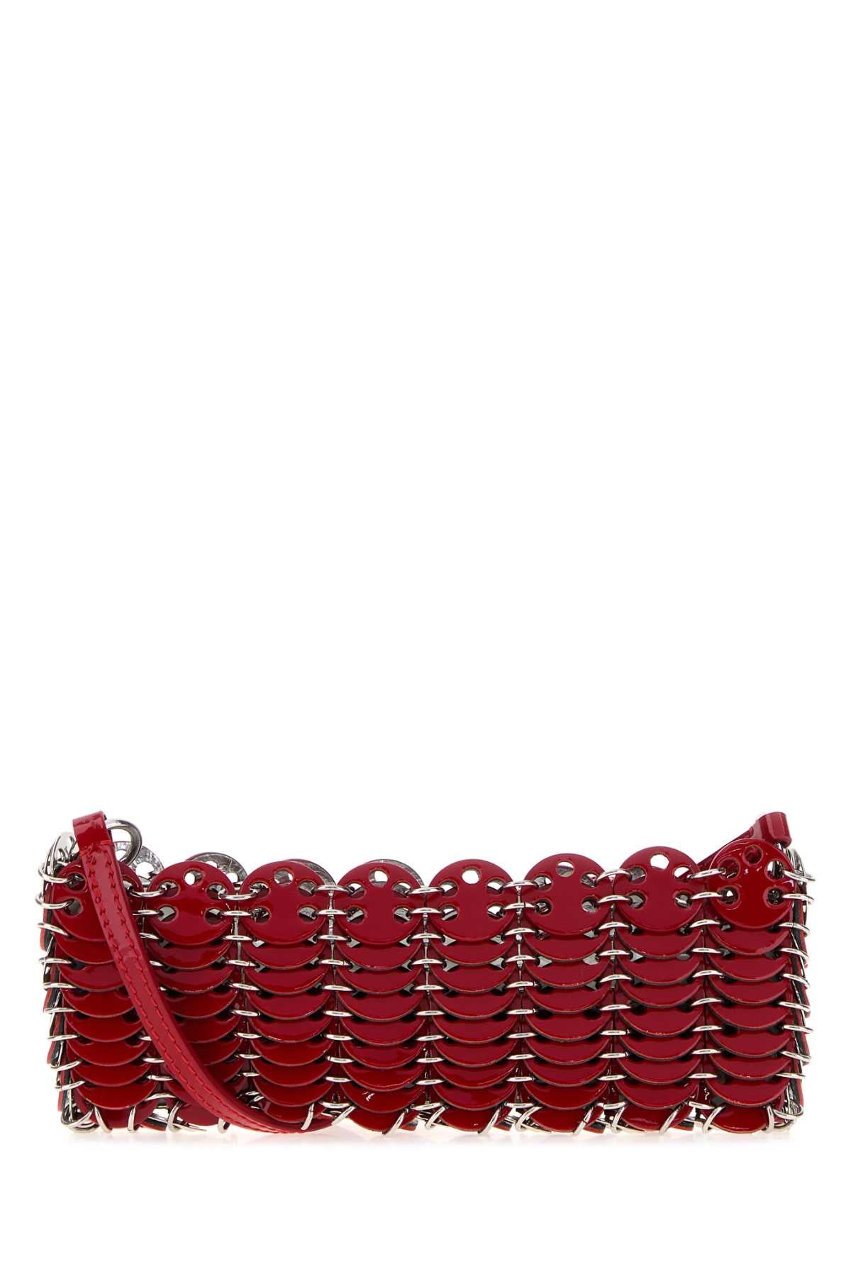Rabanne Women Red Metal Knit Crossbody Bag PACO RABANNE