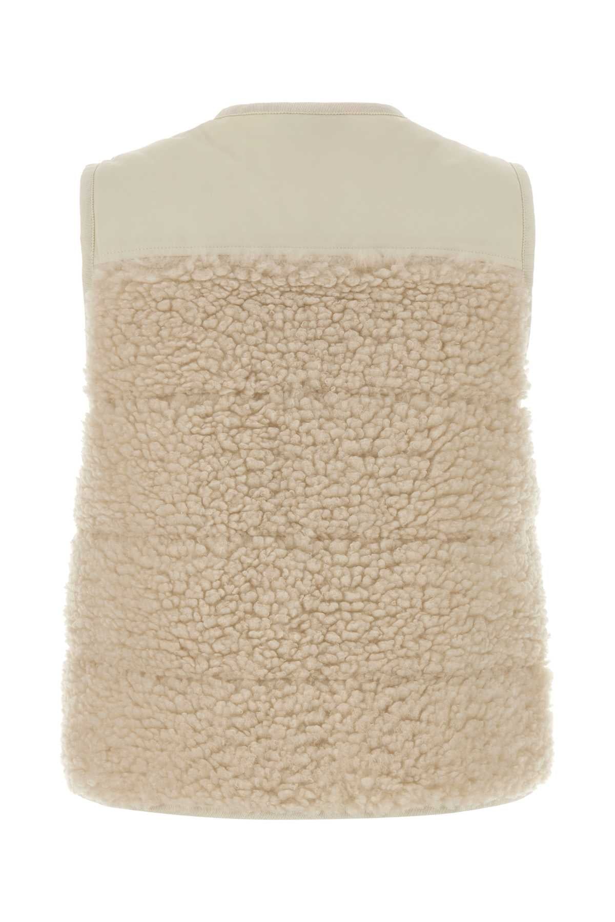 Moncler Women Ivory Teddy Fabric Vest MONCLER