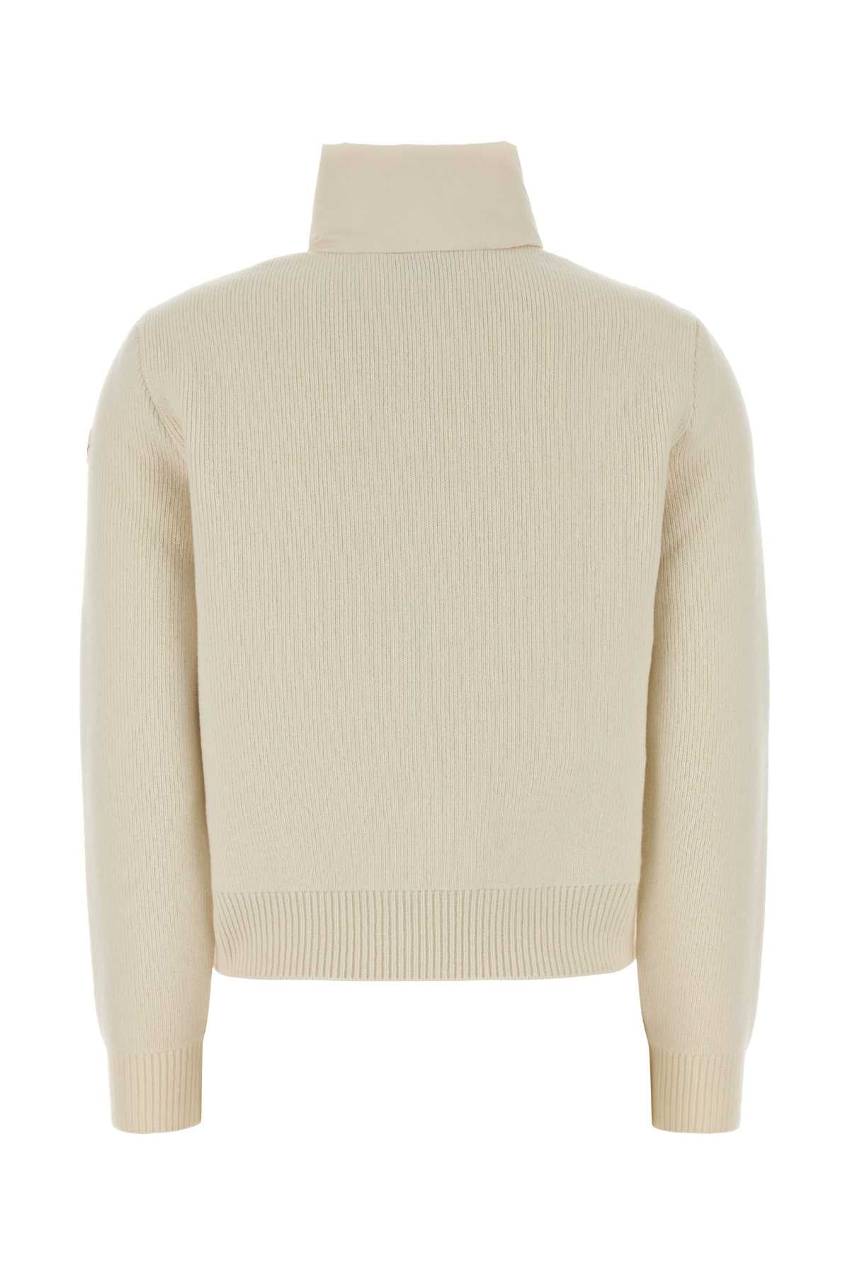 Moncler Women Ivory Knit And Polyester Cardigan MONCLER
