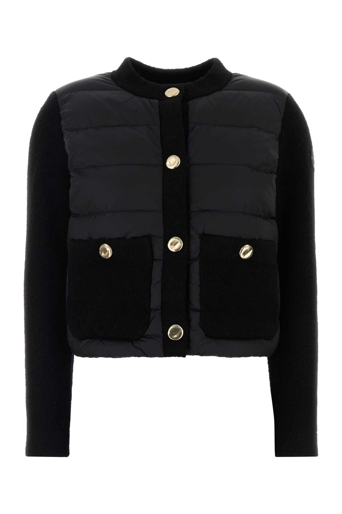 Moncler Women Black Knit And Nylon Cardigan MONCLER