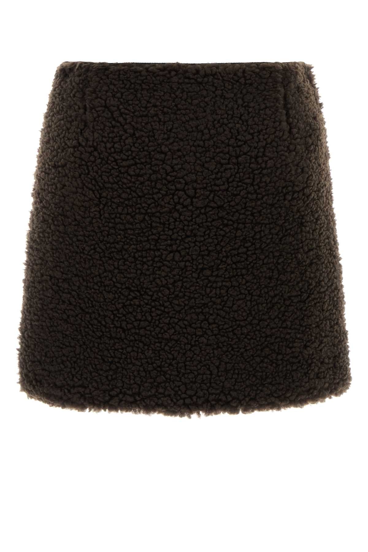 Moncler Women Chocolate Teddy Fabric Minii Skirt MONCLER
