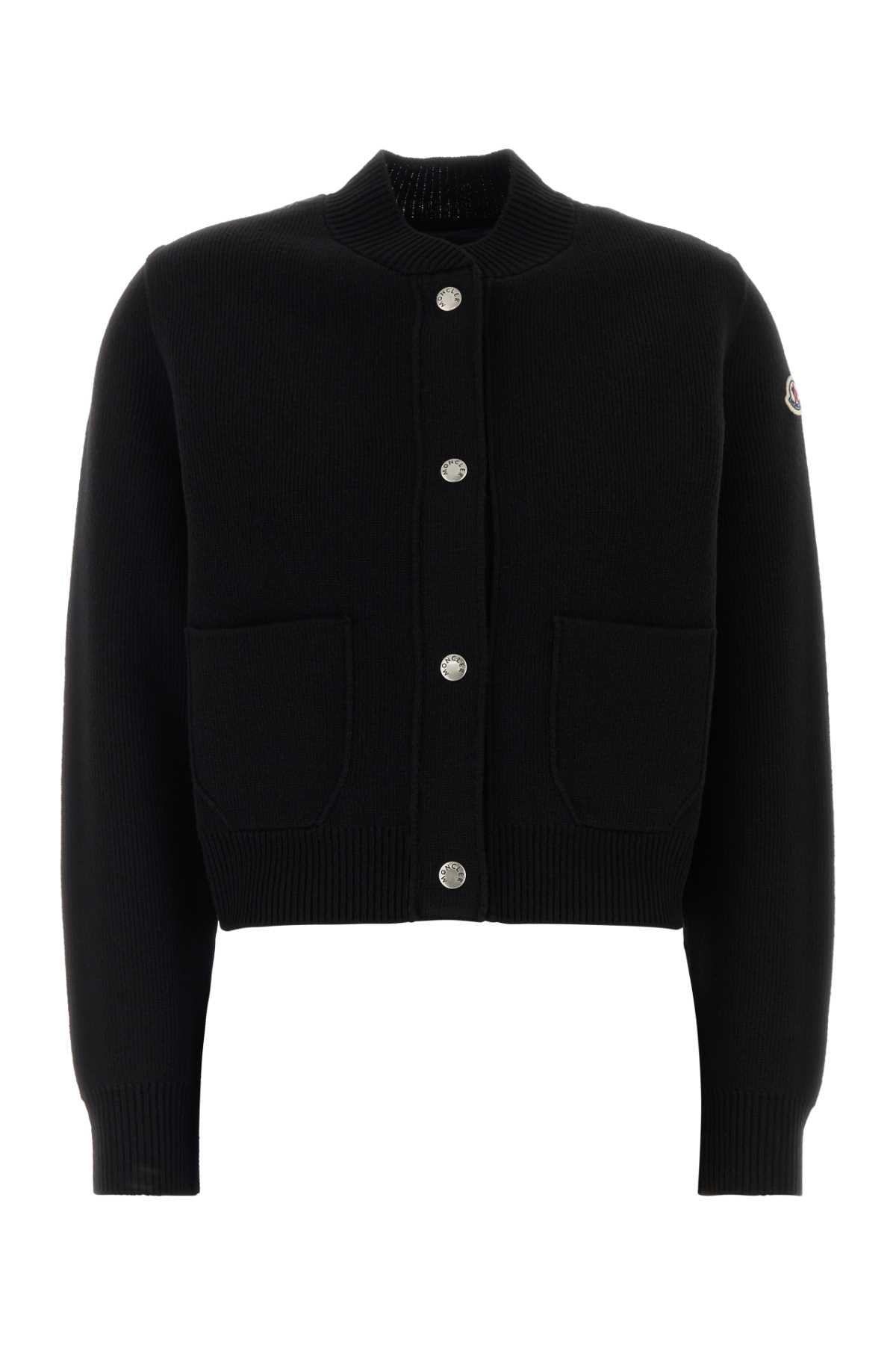 Moncler Women Black Stretch Wool Blend Cardigan MONCLER
