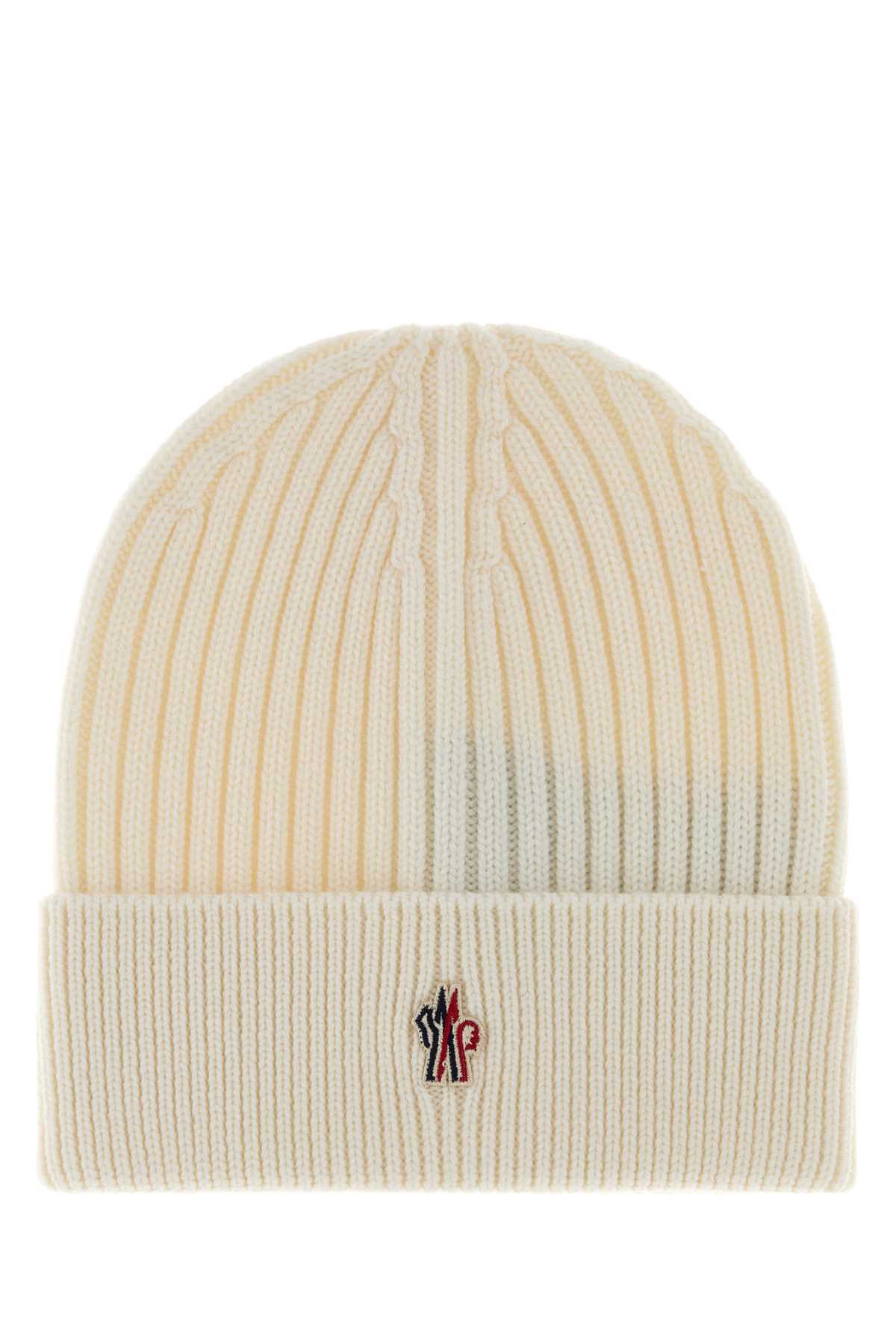 Moncler Grenoble Men Ivory Wool Beanie Hat MONCLER GRENOBLE