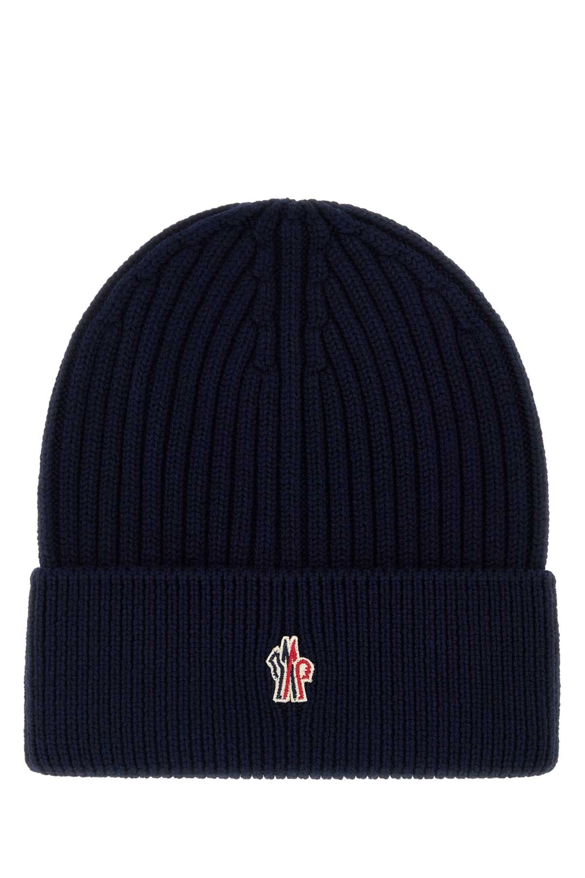 Moncler Grenoble Men Navy Blue Wool Beanie Hat MONCLER GRENOBLE