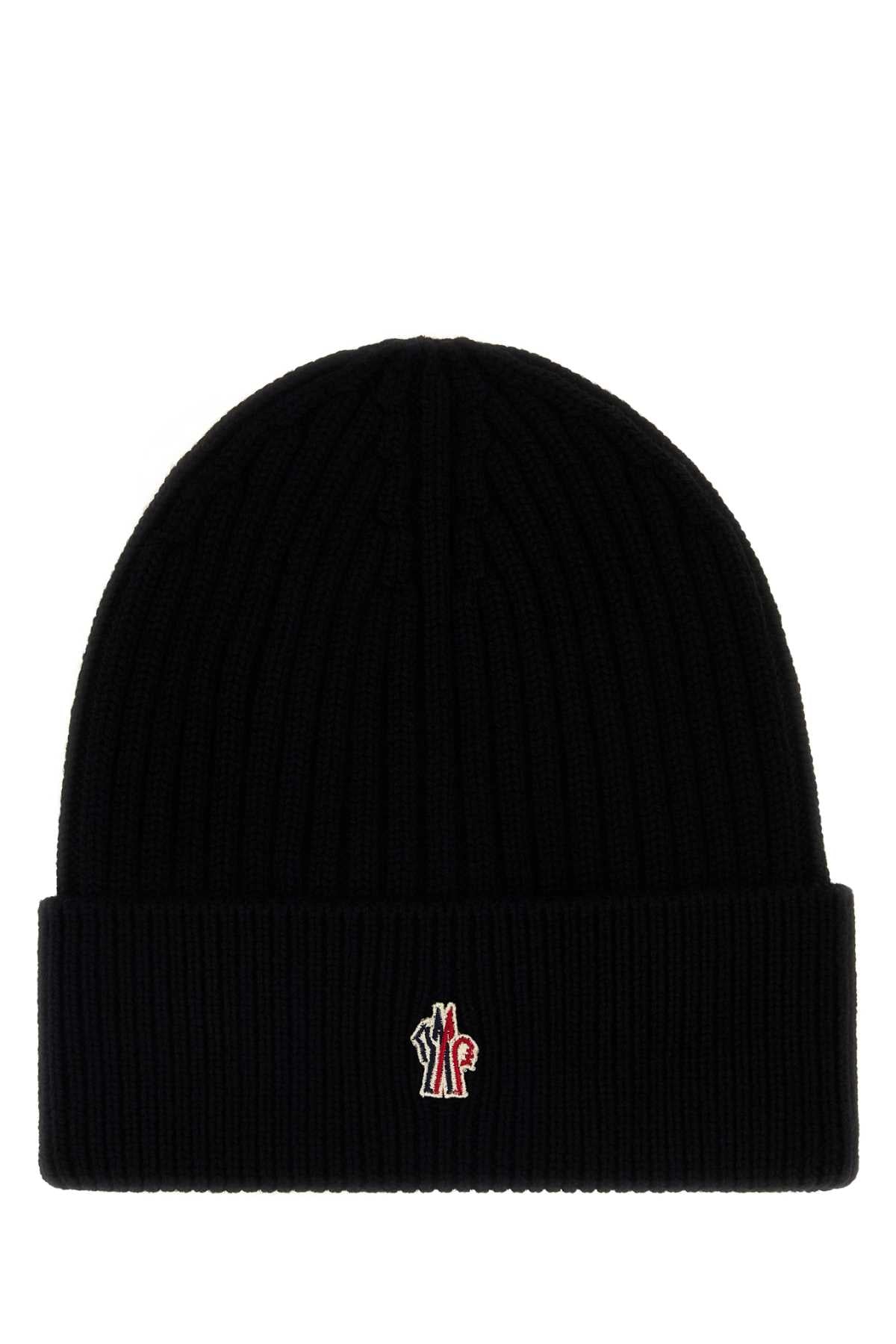 Moncler Grenoble Men Black Wool Beanie Hat MONCLER GRENOBLE