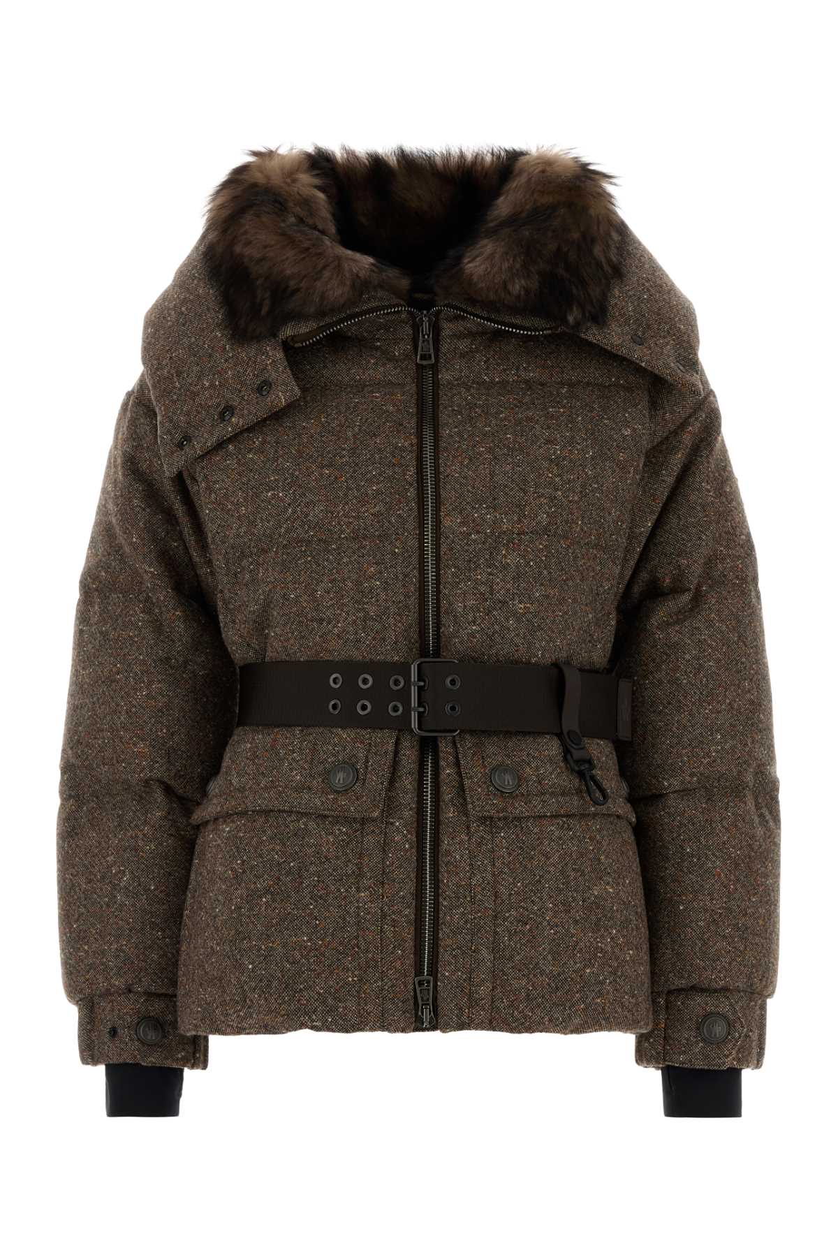 Moncler Grenoble Women Melange Brown Wool Gelise Down Jacket MONCLER GRENOBLE