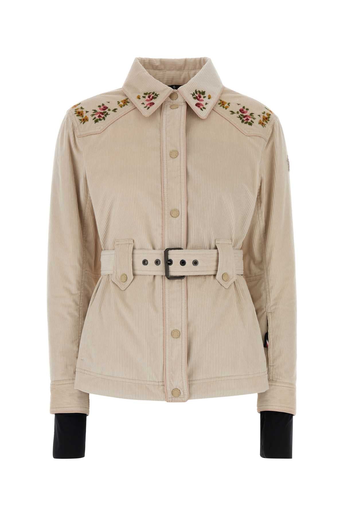 Moncler Grenoble Women Sand Corduroy Olenne Down Jacket MONCLER GRENOBLE
