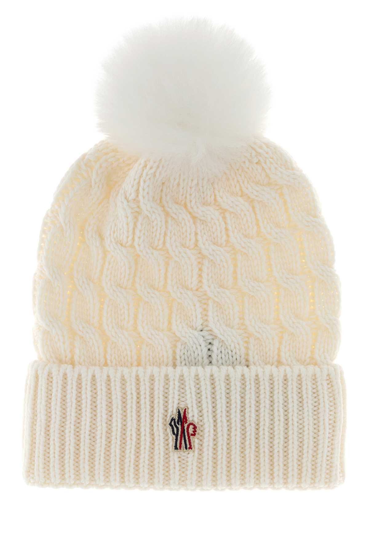 Moncler Grenoble Women White Wool Beanie Hat MONCLER GRENOBLE
