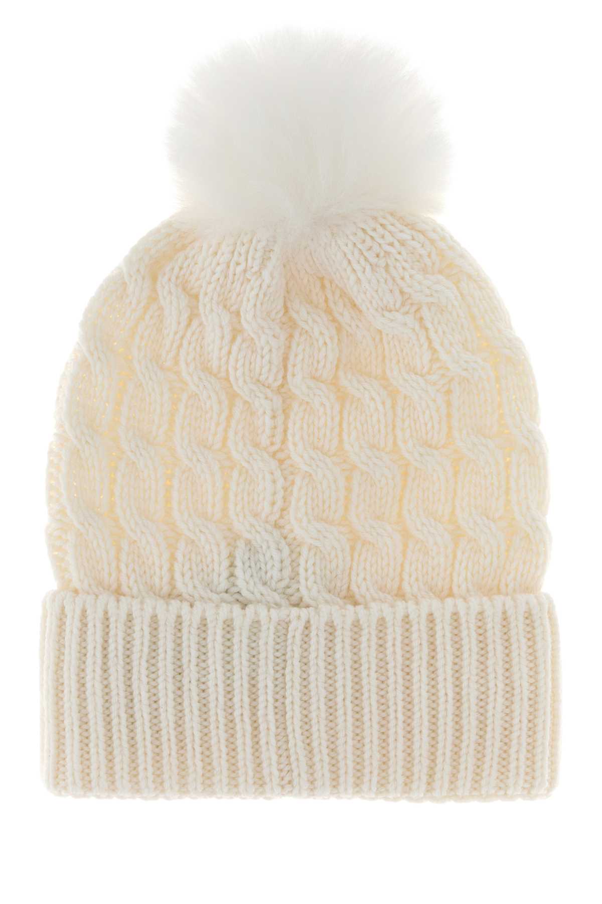 Moncler Grenoble Women White Wool Beanie Hat MONCLER GRENOBLE