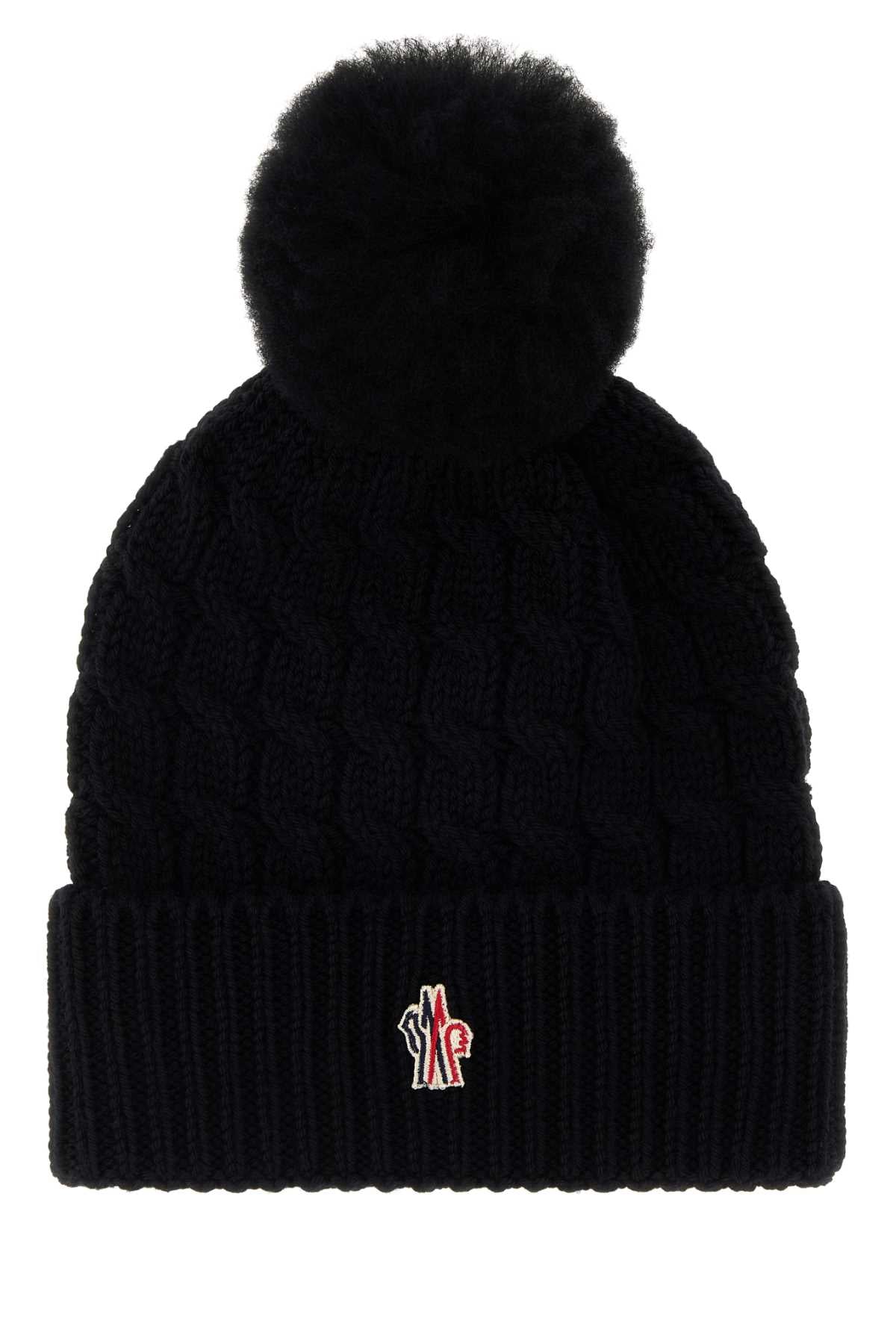 Moncler Grenoble Women Black Wool Beanie Hat MONCLER GRENOBLE