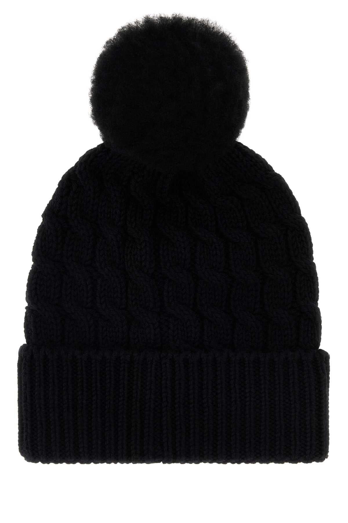 Moncler Grenoble Women Black Wool Beanie Hat MONCLER GRENOBLE