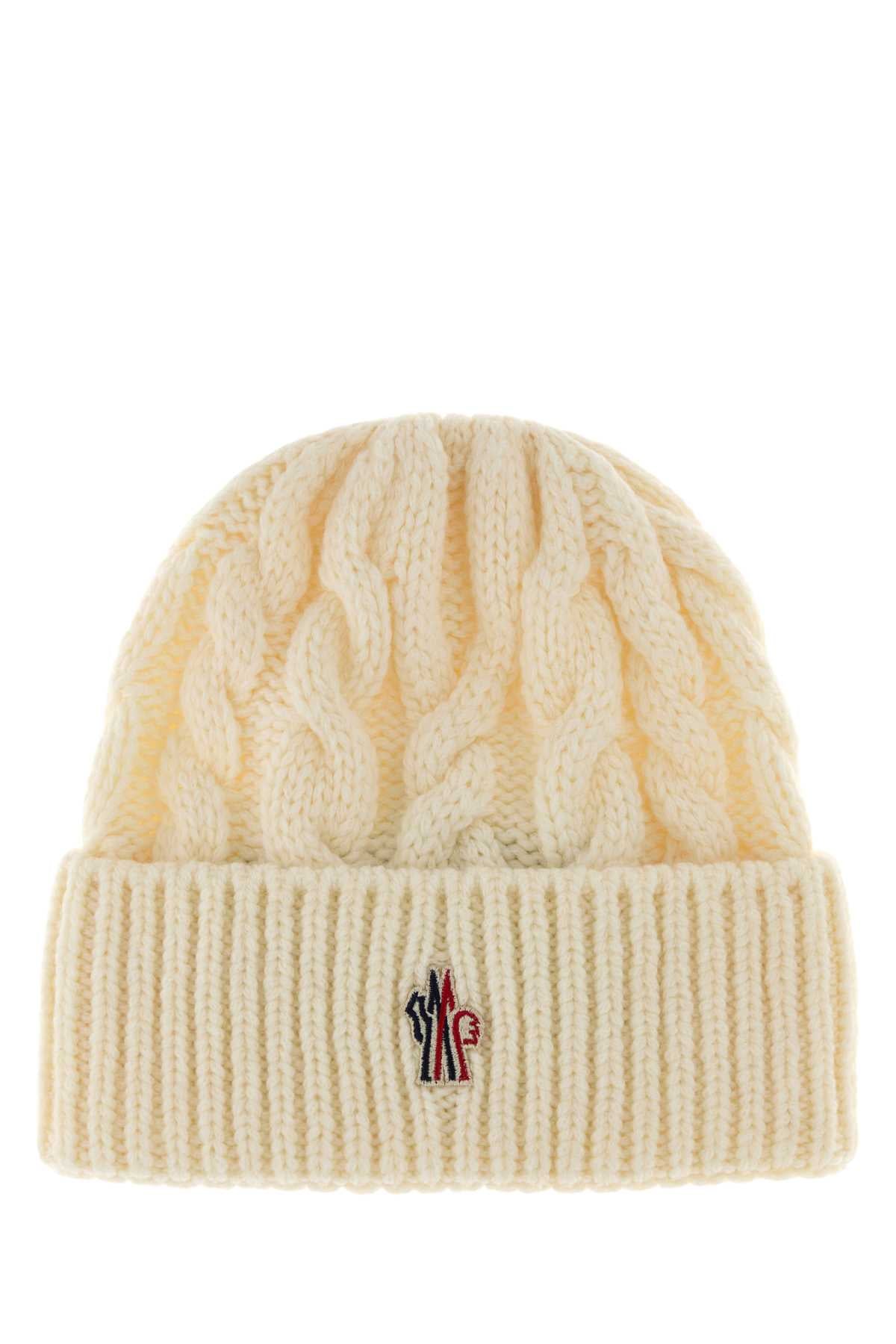 Moncler Grenoble Women Ivory Wool Blend Beanie Hat MONCLER GRENOBLE