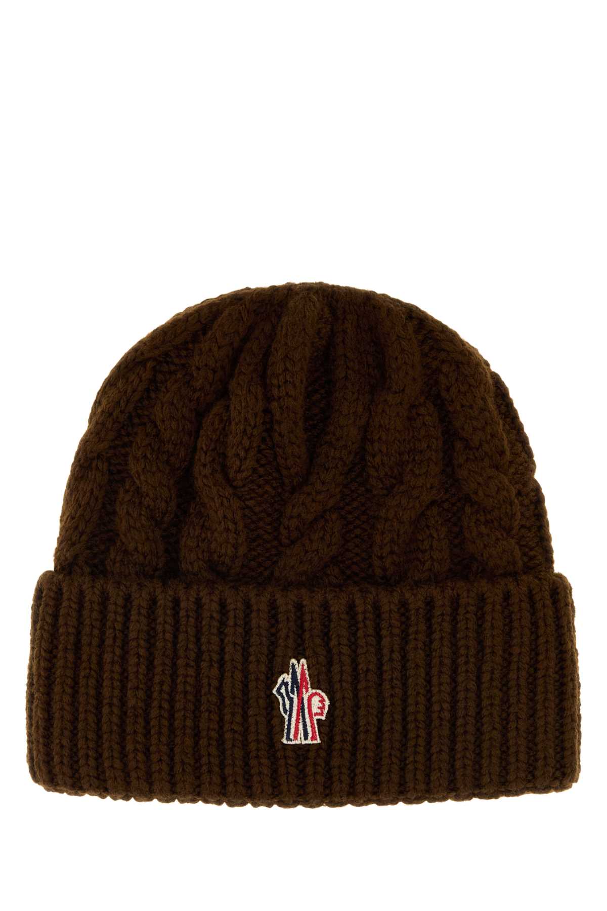 Moncler Grenoble Women Brown Wool Blend Beanie Hat MONCLER GRENOBLE