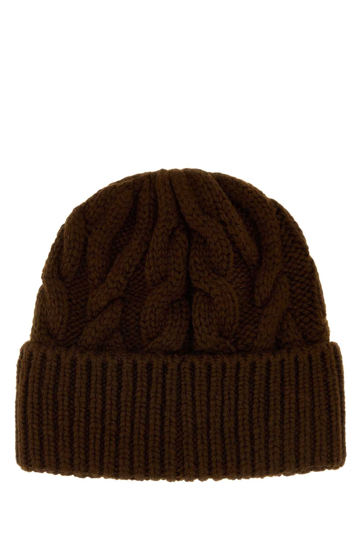 Moncler Grenoble Women Brown Wool Blend Beanie Hat MONCLER GRENOBLE