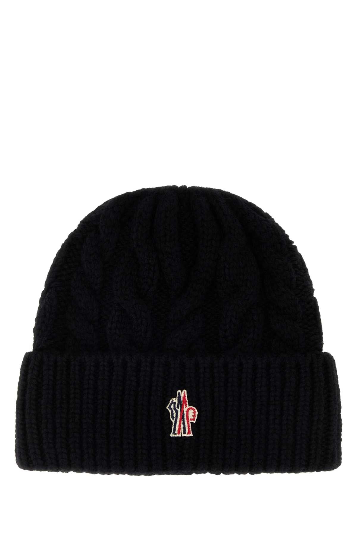 Moncler Grenoble Women Black Wool Blend Beanie Hat MONCLER GRENOBLE