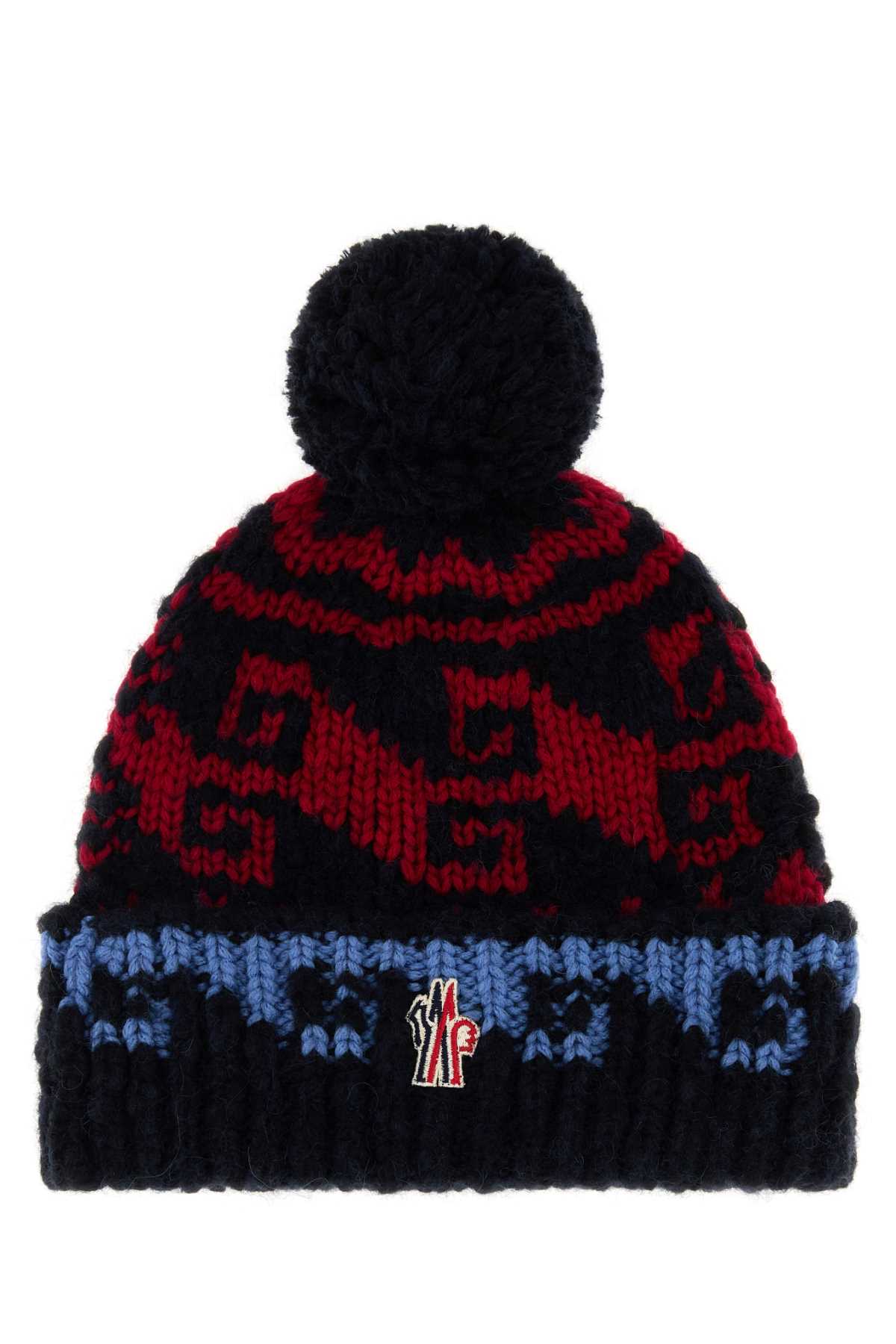 Moncler Grenoble Men Embroidered Wool Blend Beanie Hat MONCLER GRENOBLE