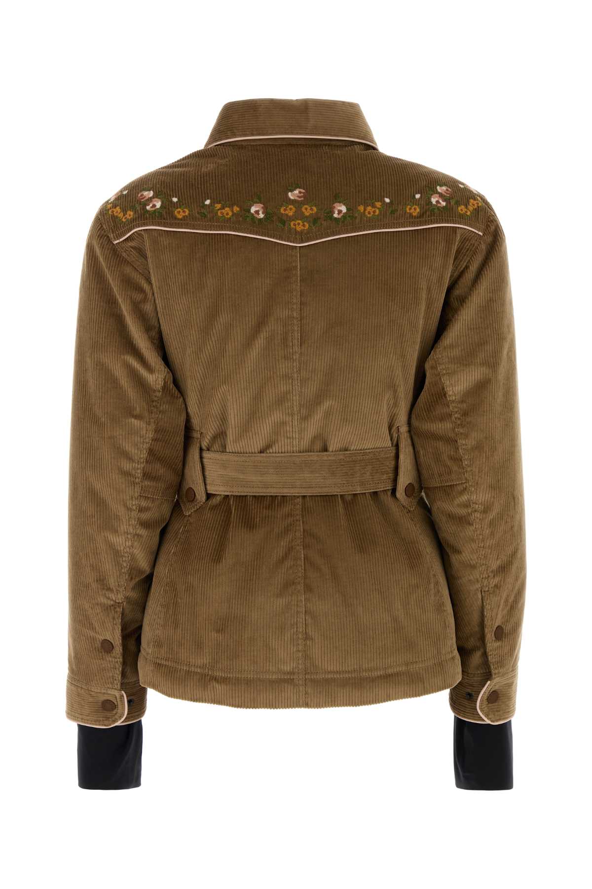 Moncler Grenoble Women Biscuit Corduroy Olenne Down Jacket MONCLER GRENOBLE