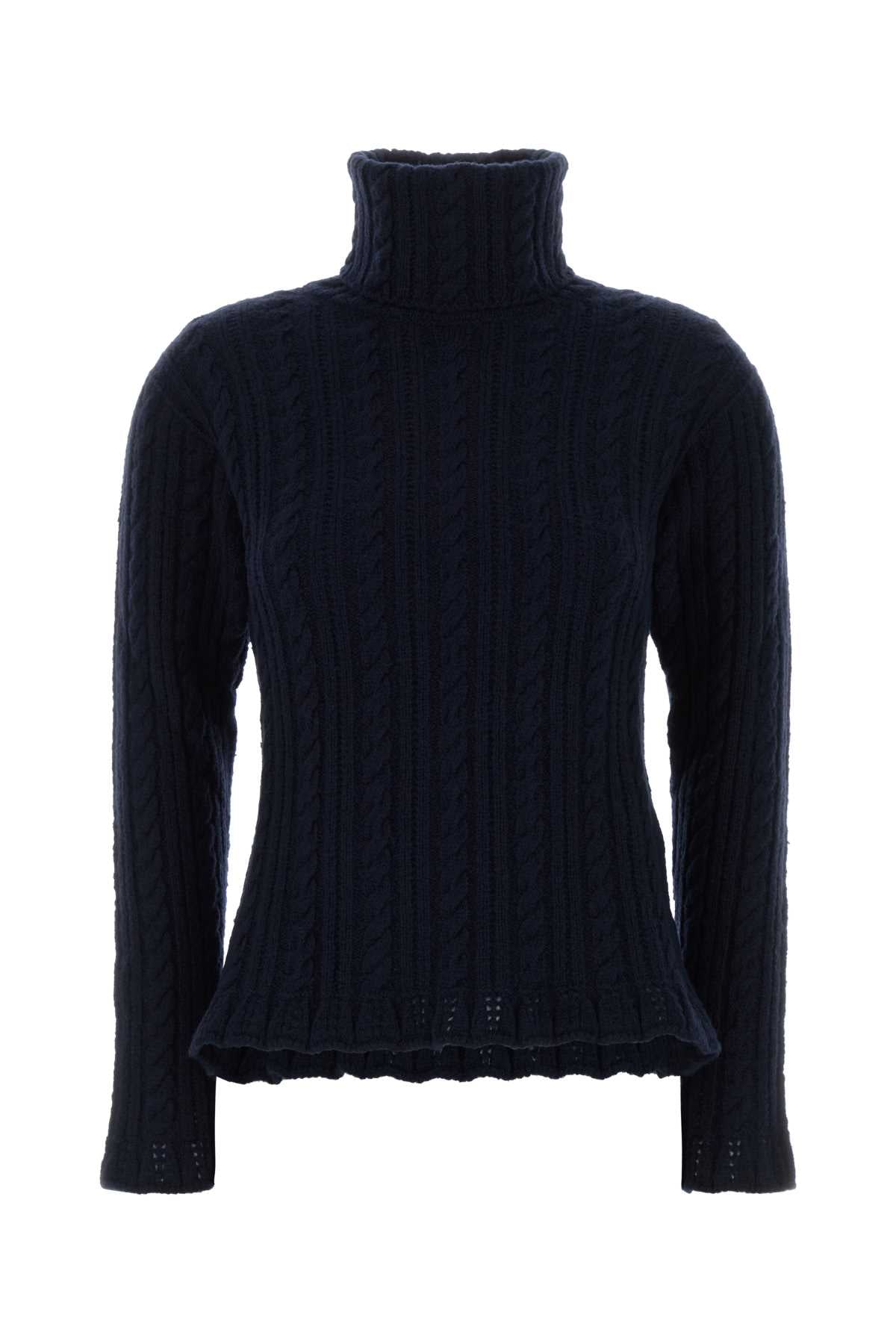 Moncler Grenoble Women Navy Blue Wool Blend Sweater MONCLER GRENOBLE