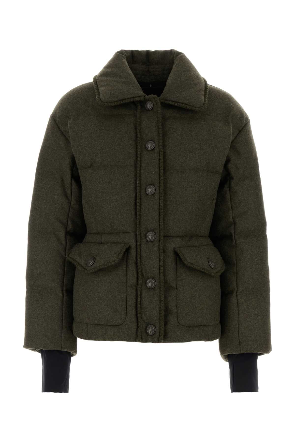 Moncler Grenoble Women Khaki Wool Monteain Down Jacket MONCLER GRENOBLE