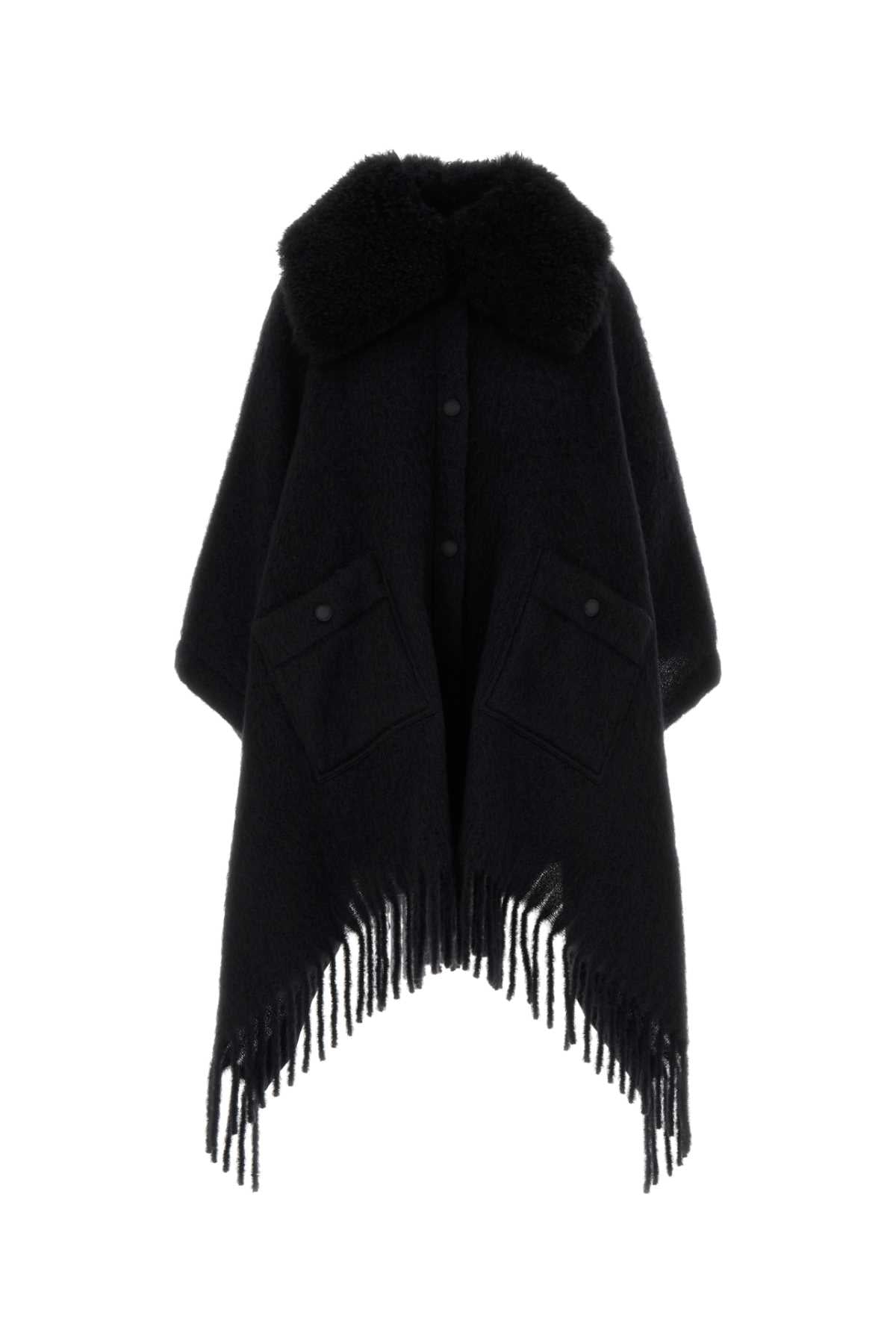 Moncler Grenoble Women Black Mohair Blend Cape MONCLER GRENOBLE