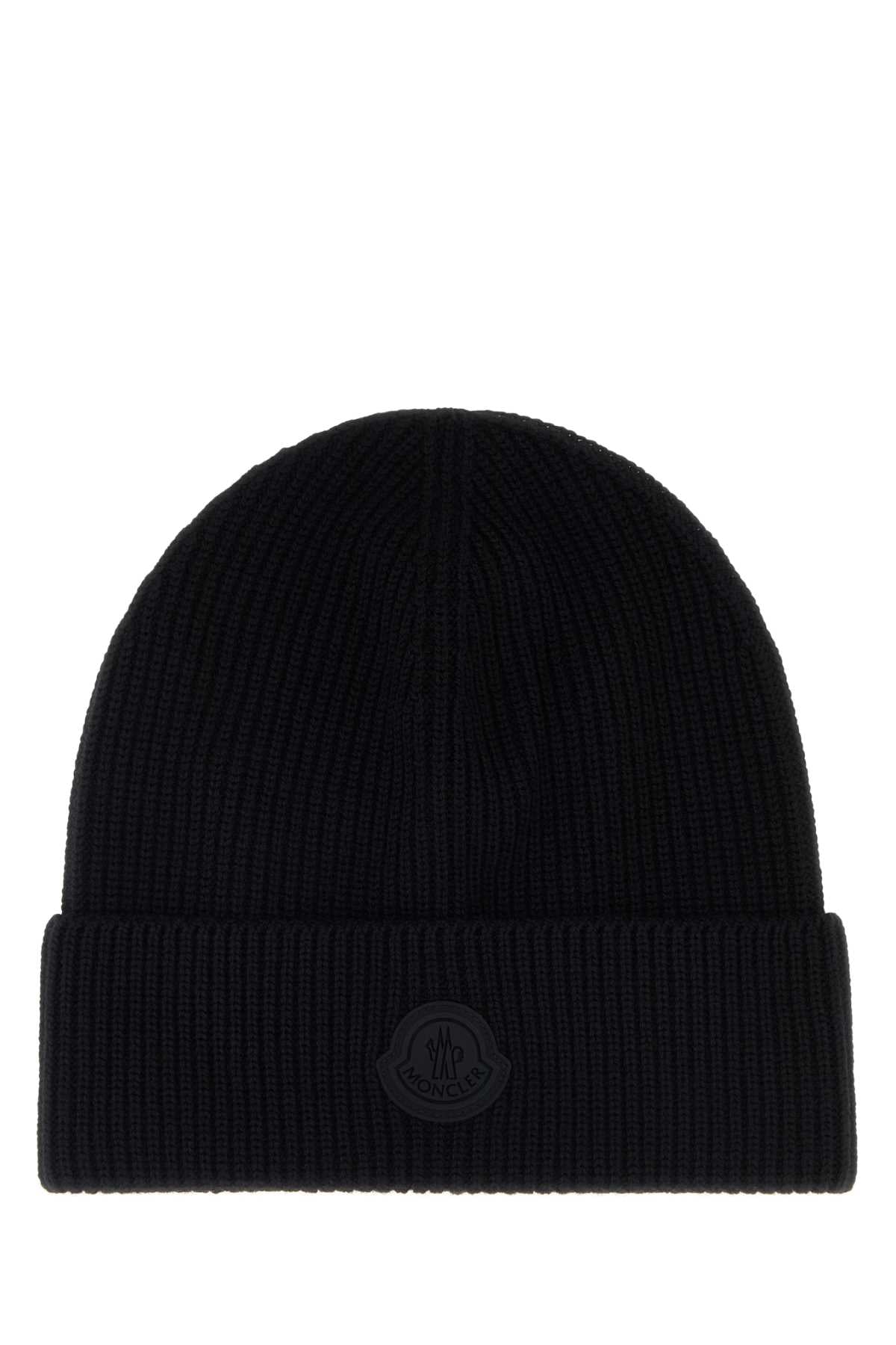 Moncler Men Black Wool Beanie Hat MONCLER