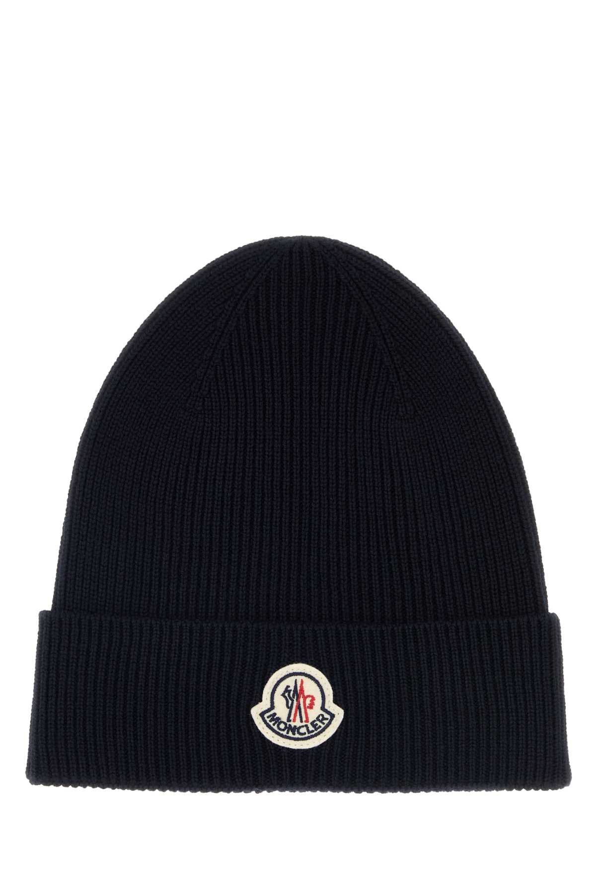 Moncler Men Midnight Blue Wool Beanie Hat MONCLER