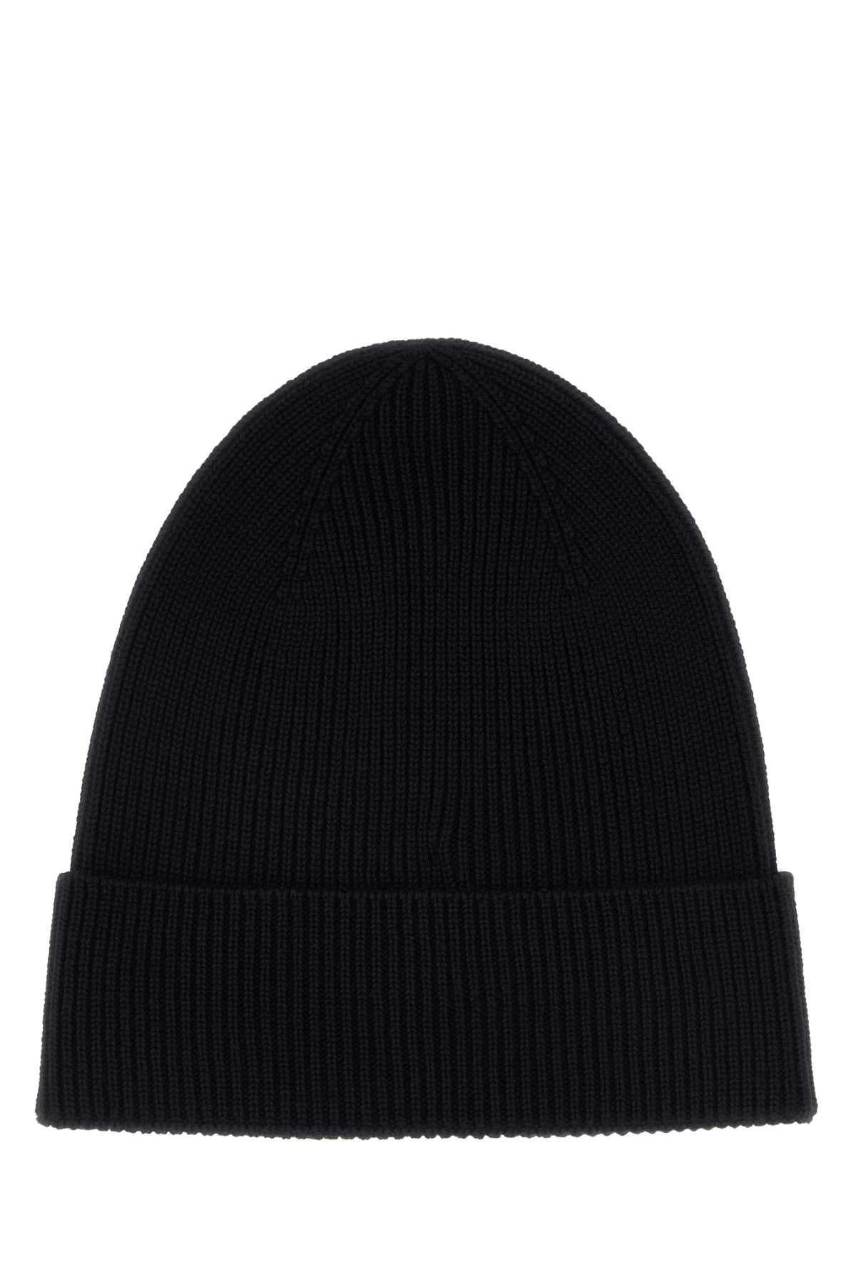 Moncler Men Black Wool Beanie Hat MONCLER