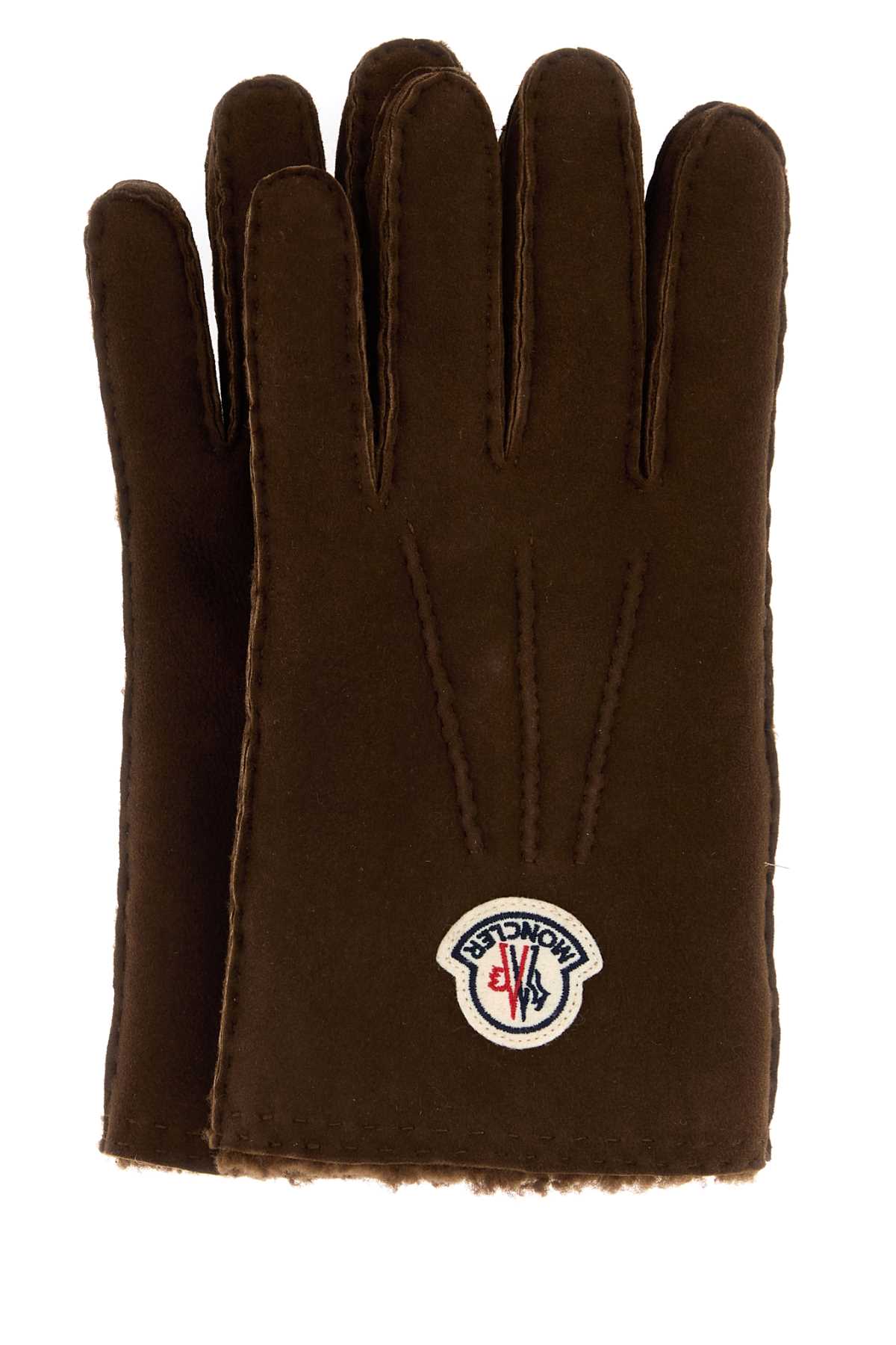 Moncler Men Brown Shearling Gloves MONCLER