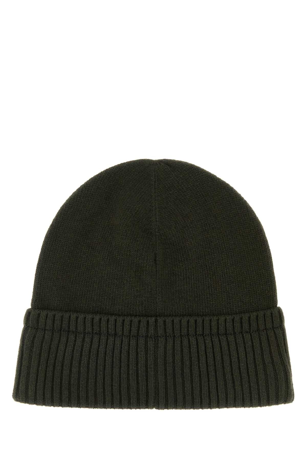 Moncler Men Olive Green Wool Blend Beanie Hat MONCLER
