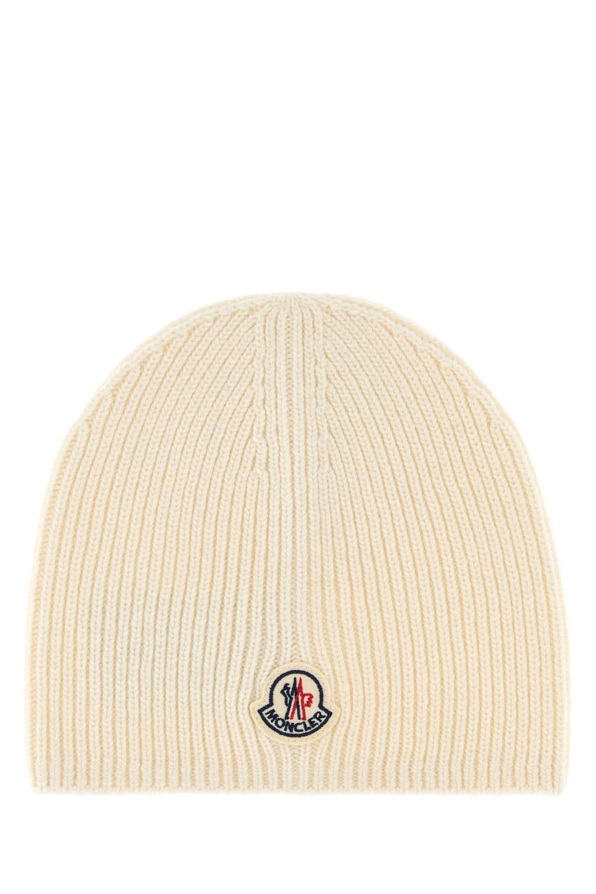 Moncler Men Ivory Wool Beanie Hat MONCLER