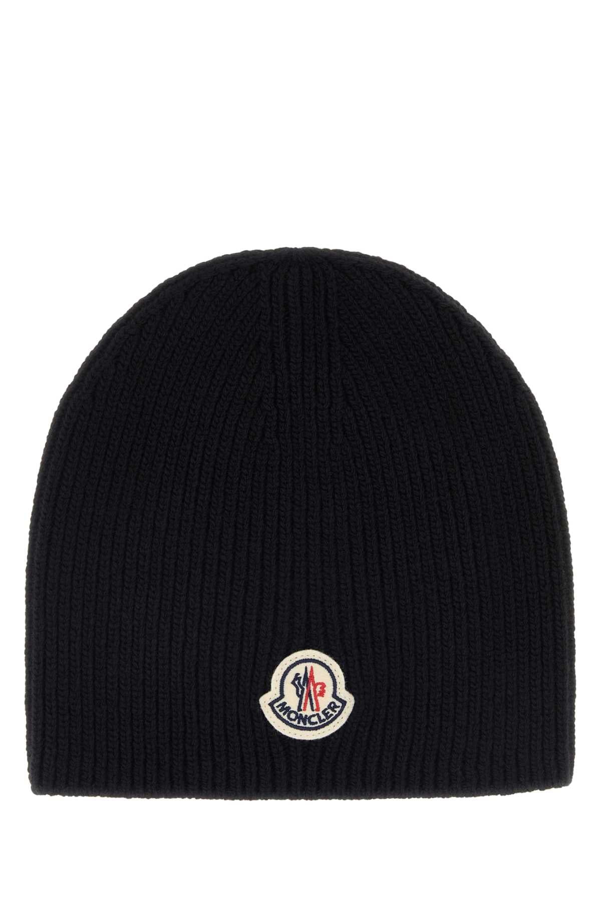 Moncler Men Black Wool Beanie Hat MONCLER