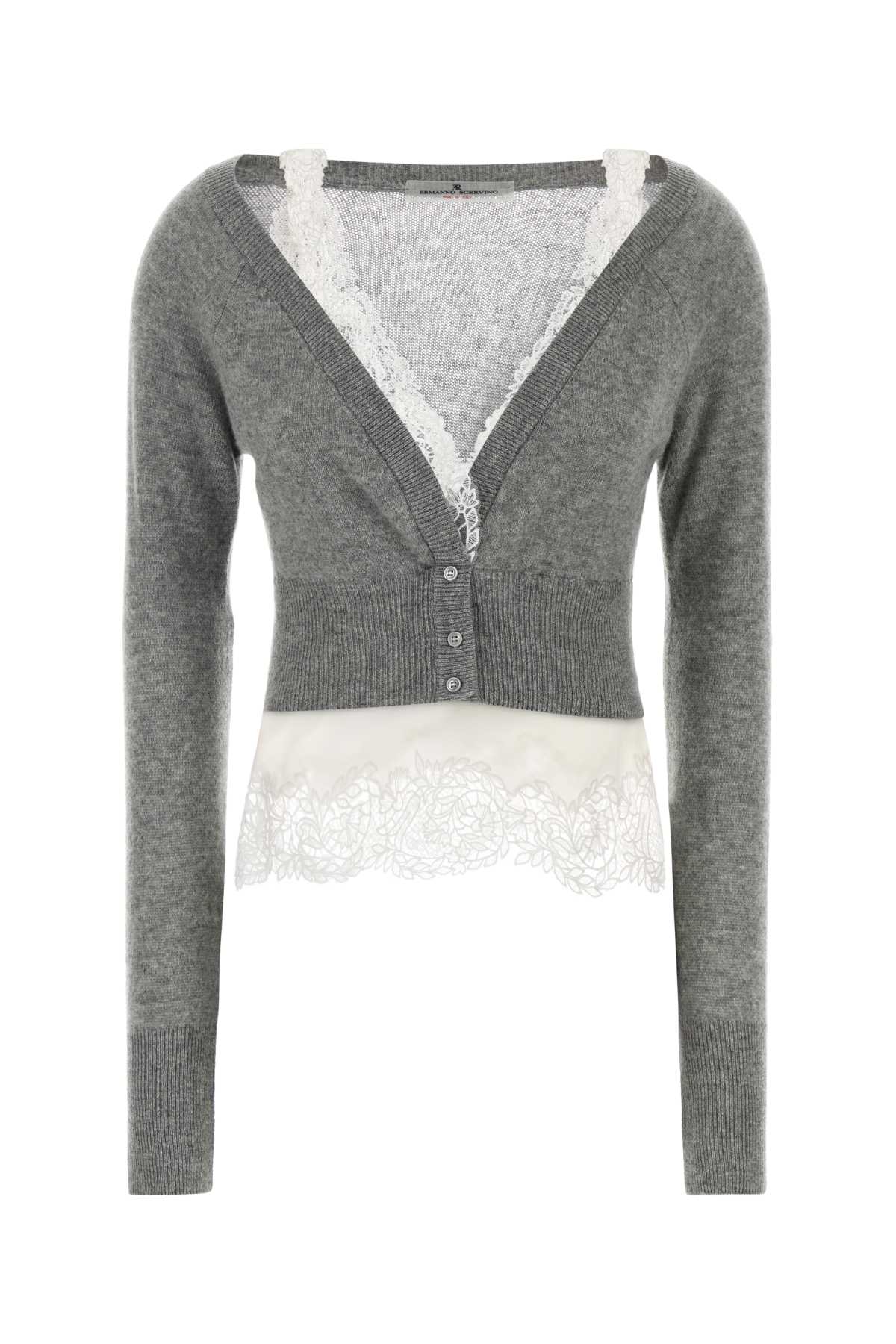 Ermanno Scervino Women Grey Cashmere Cardigan ERMANO SCERVINO