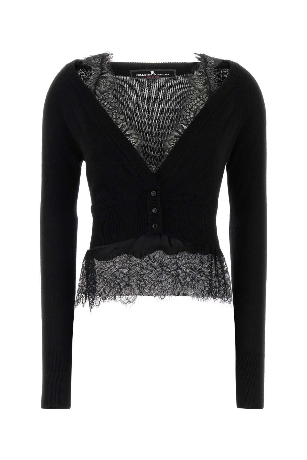 Ermanno Scervino Women Black Cashmere Cardigan ERMANO SCERVINO