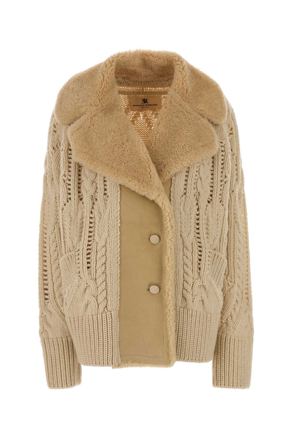 Ermanno Scervino Women Sand Wool Cardigan ERMANO SCERVINO