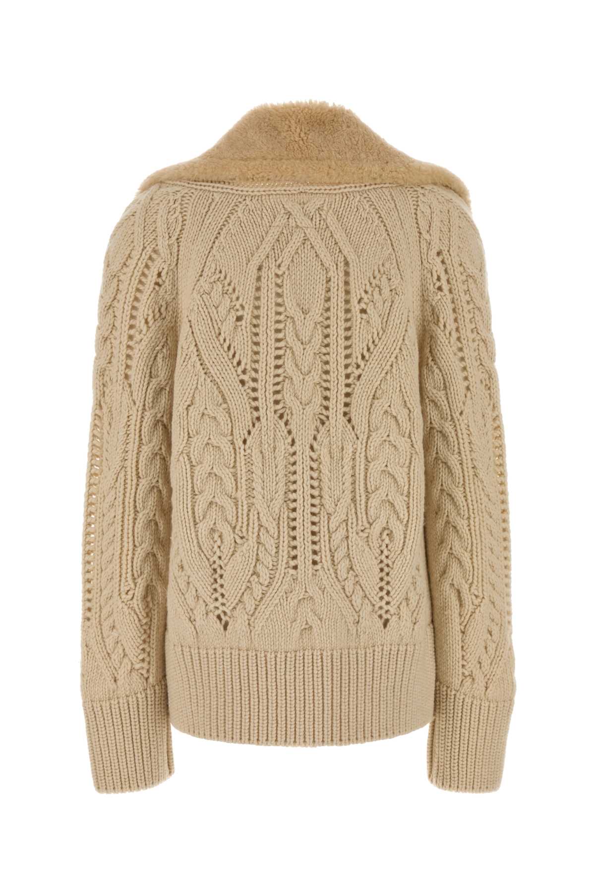 Ermanno Scervino Women Sand Wool Cardigan ERMANO SCERVINO