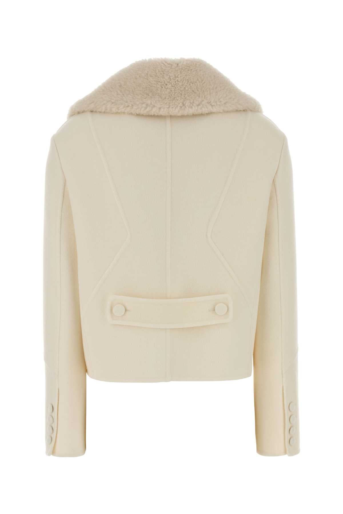 Ermanno Scervino Women Ivory Wool Coat ERMANO SCERVINO