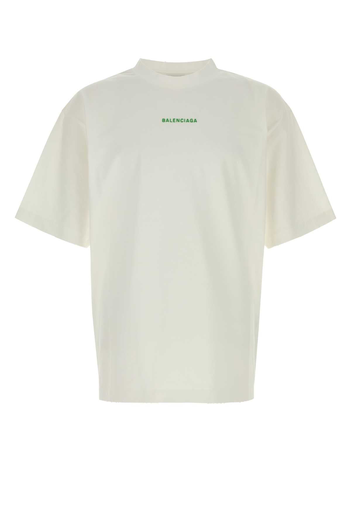 Balenciaga Men White Cotton T-Shirt BALENCIAGA