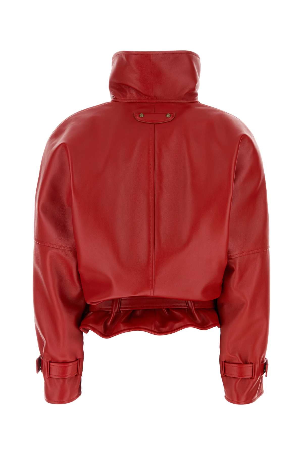 Balenciaga Women Red Leather Jacket BALENCIAGA
