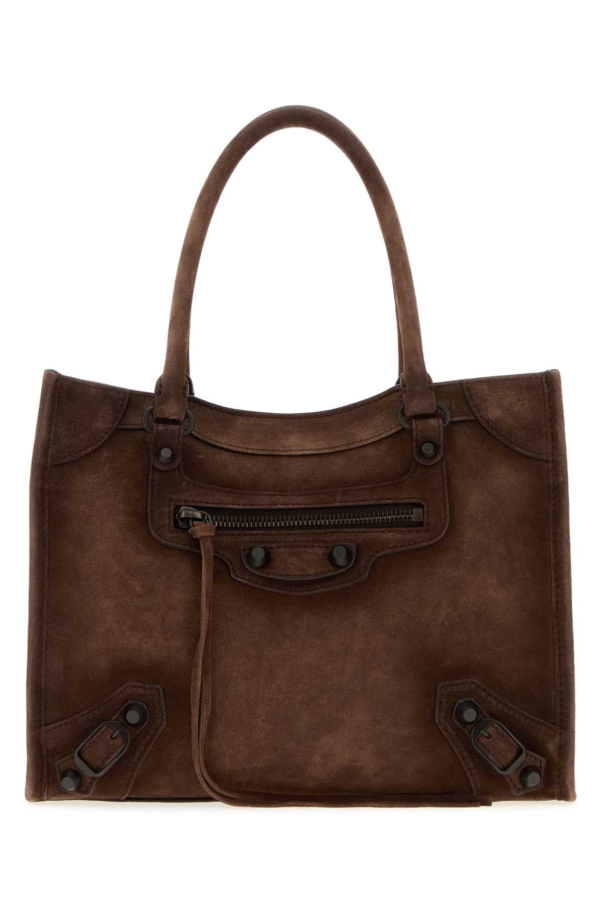 Balenciaga Women Brown Suede Mini Le City Handbag BALENCIAGA