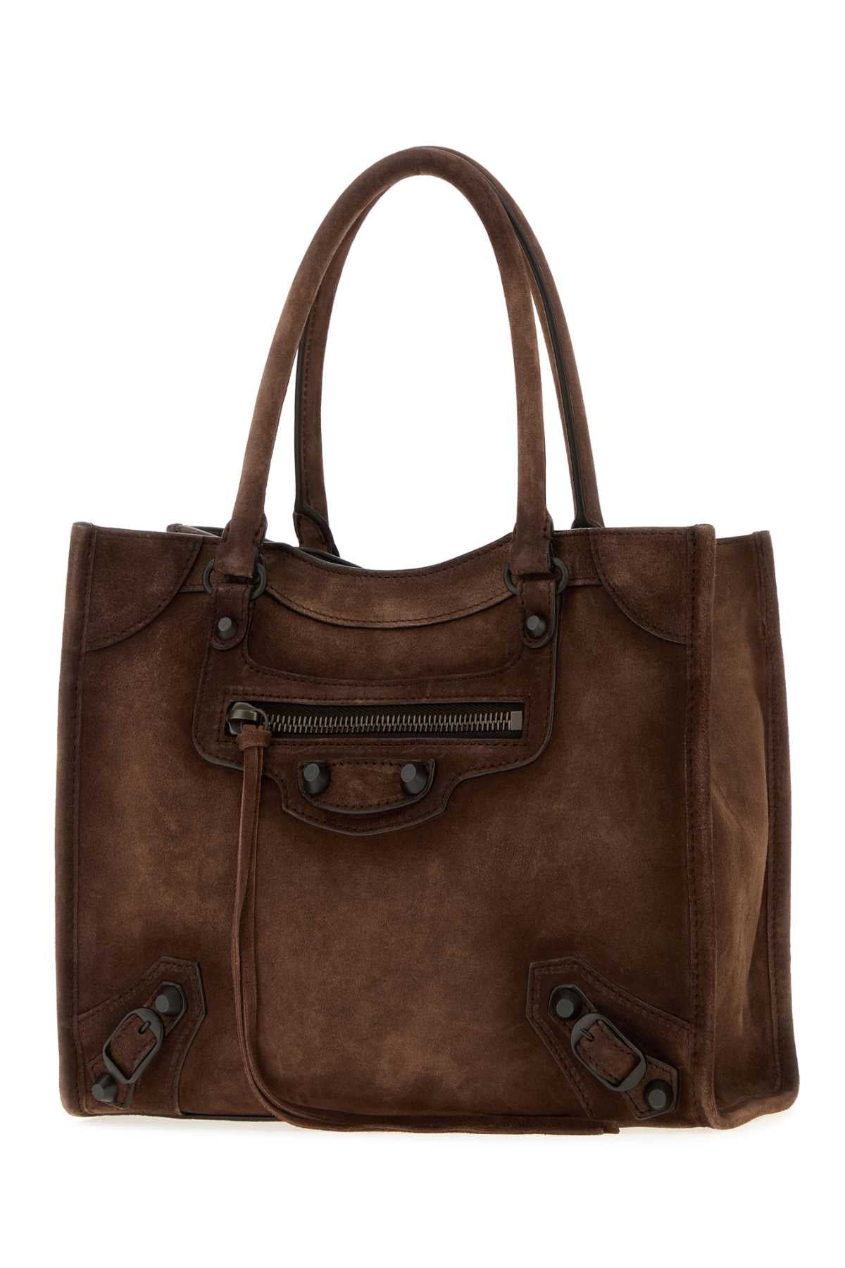Balenciaga Women Brown Suede Mini Le City Handbag BALENCIAGA