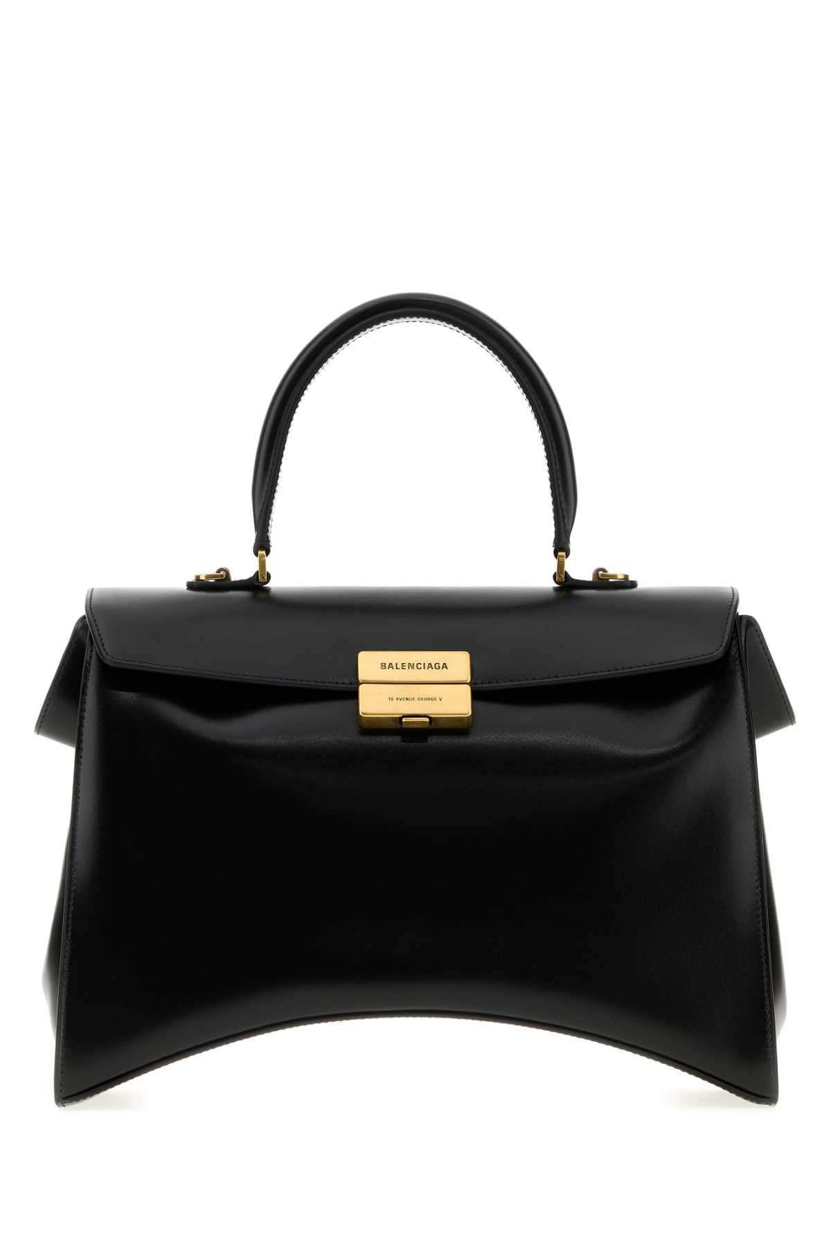 Balenciaga Women Black Leather Medium Hourglass Avenue Handbag BALENCIAGA
