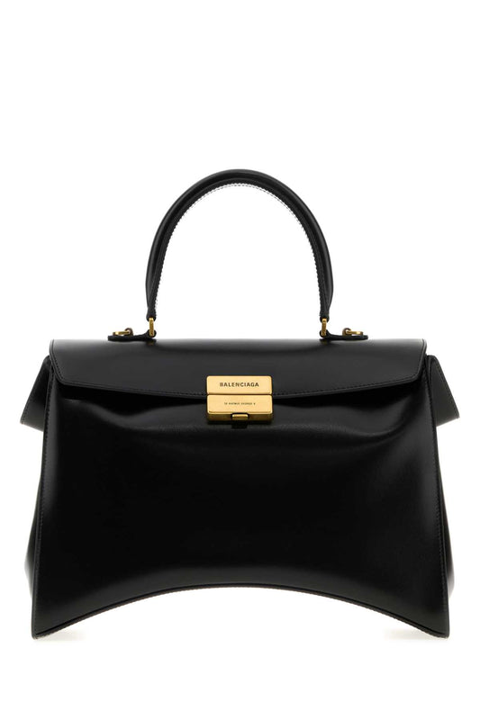 Balenciaga Women Black Leather Medium Hourglass Avenue Handbag BALENCIAGA