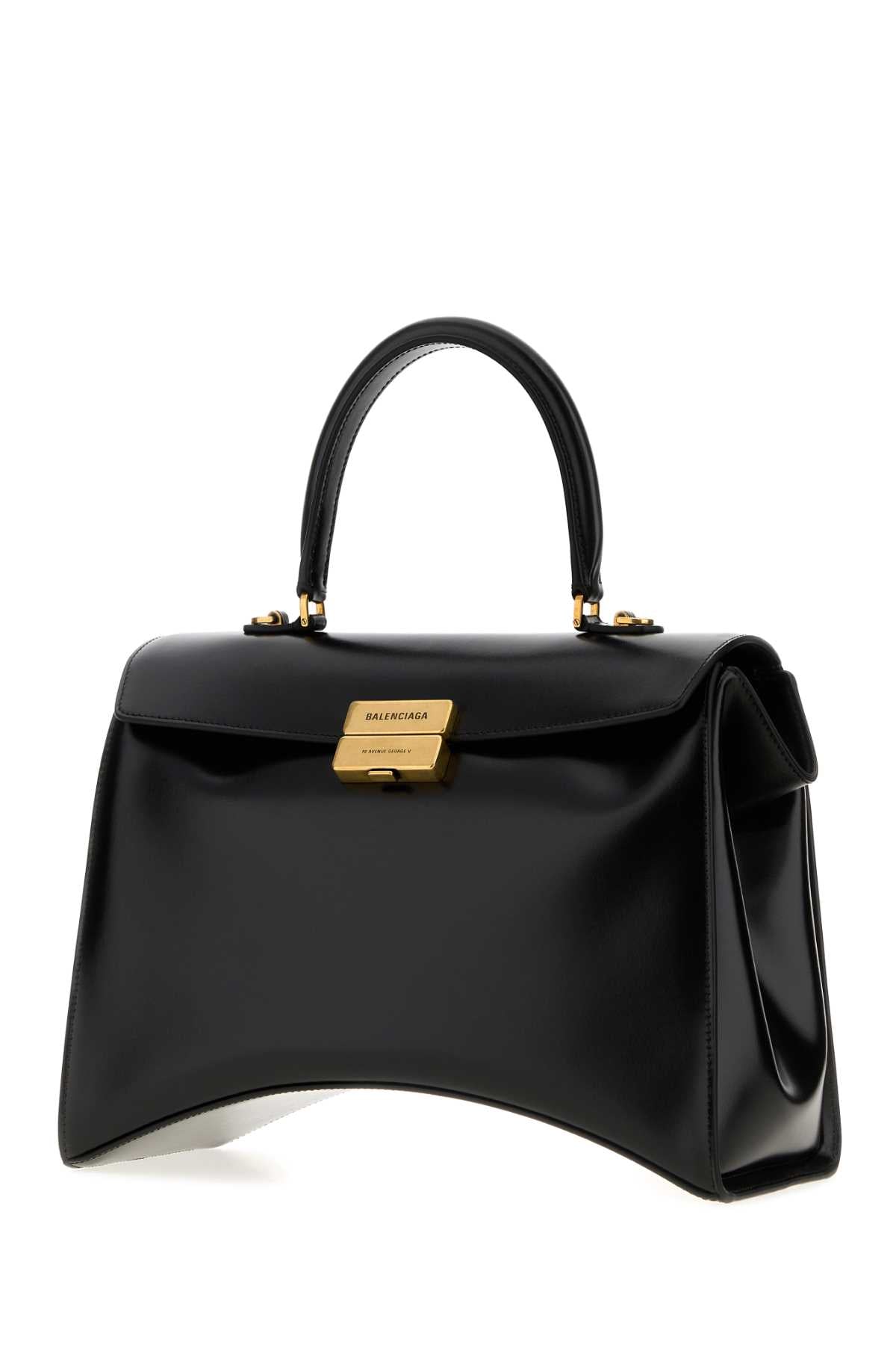 Balenciaga Women Black Leather Medium Hourglass Avenue Handbag BALENCIAGA