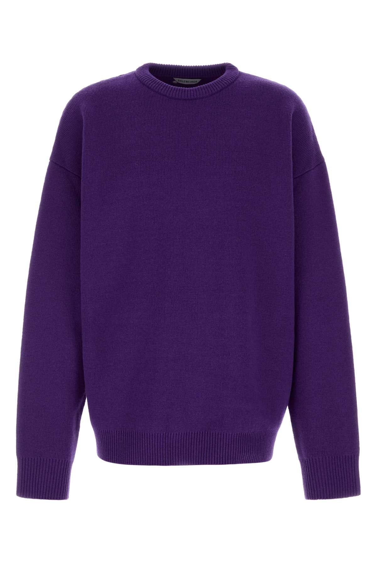 Balenciaga Men Purple Wool Blend Oversize Sweater BALENCIAGA
