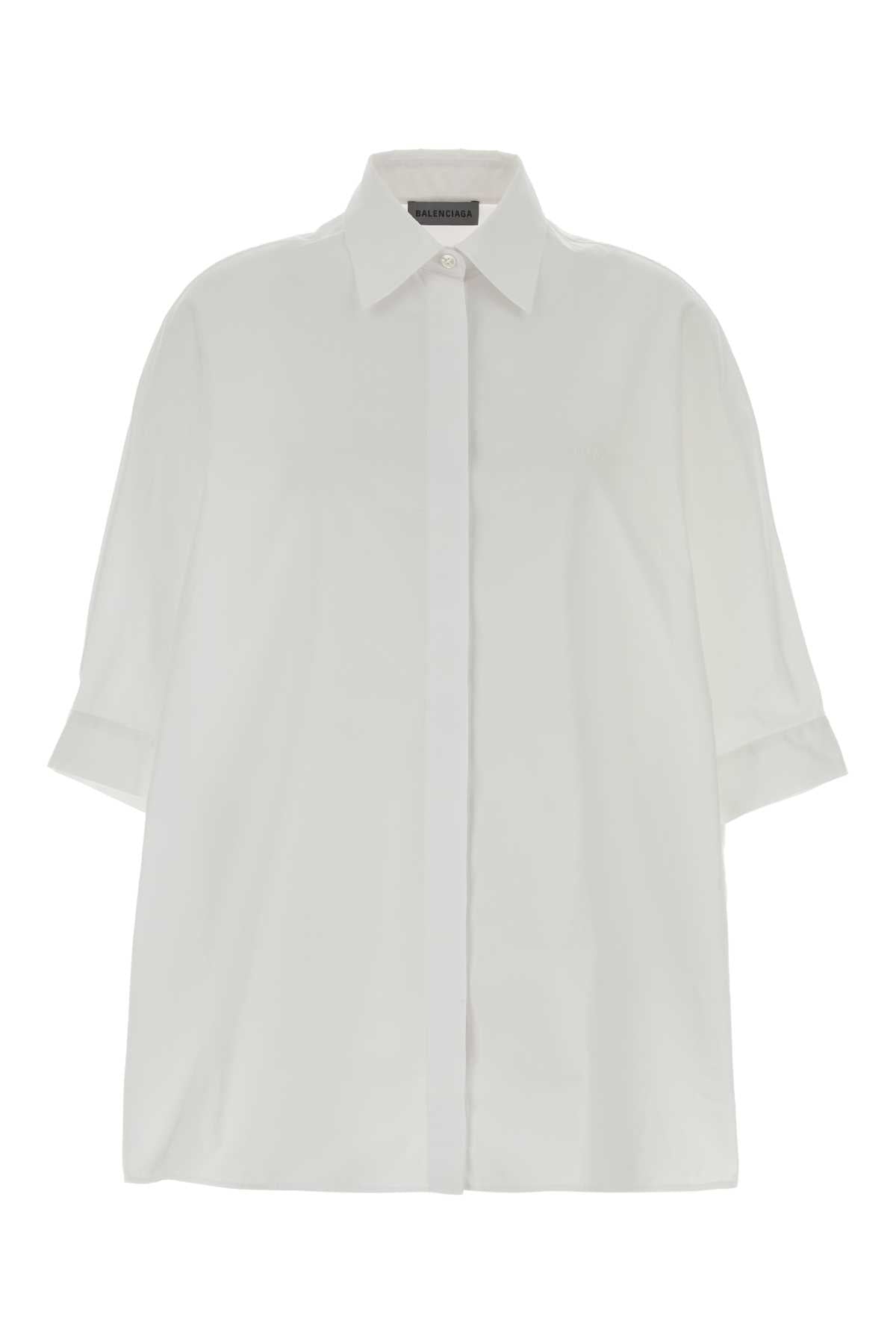 Balenciaga Women White Poplin Oversize Shirt BALENCIAGA