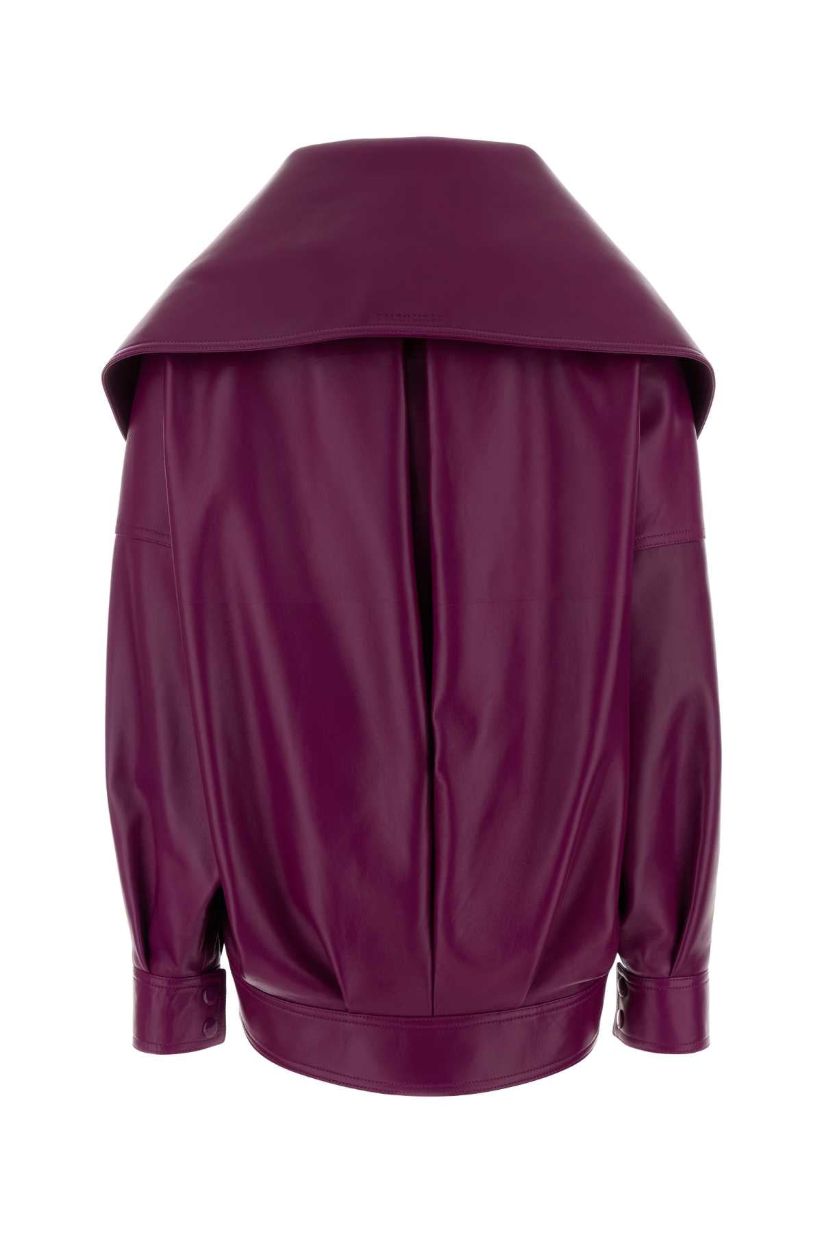 Balenciaga Women Tyrian Purple Leather Oversize Jacket BALENCIAGA